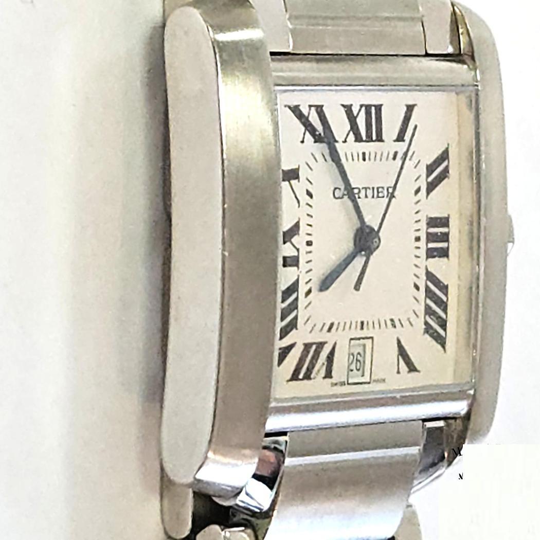 Orologio automatico da uomo Cartier Tank Française in acciaio inossidabile con data, 28mm in vendita 3