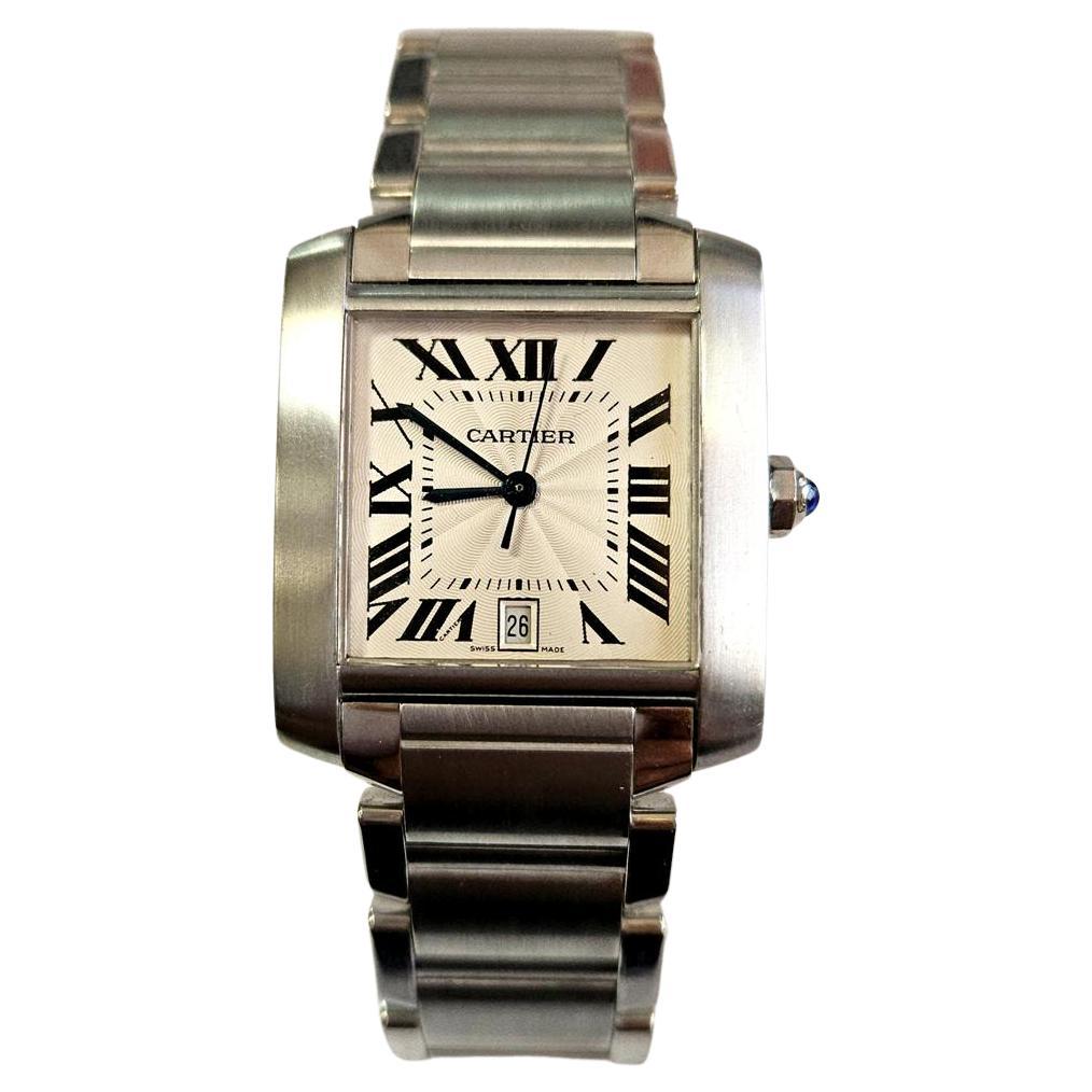 Orologio automatico da uomo Cartier Tank Française in acciaio inossidabile con data, 28mm in vendita