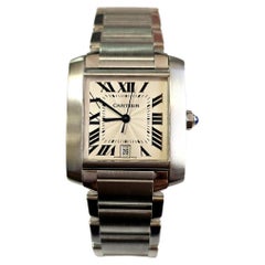 Cartier Tank Française Herren-Automatikuhr aus Edelstahl mit Datum, 28 mm