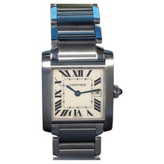 Retro Cartier Tank Francaise Mid Size Unisex Steel Quartz Wrist Watch