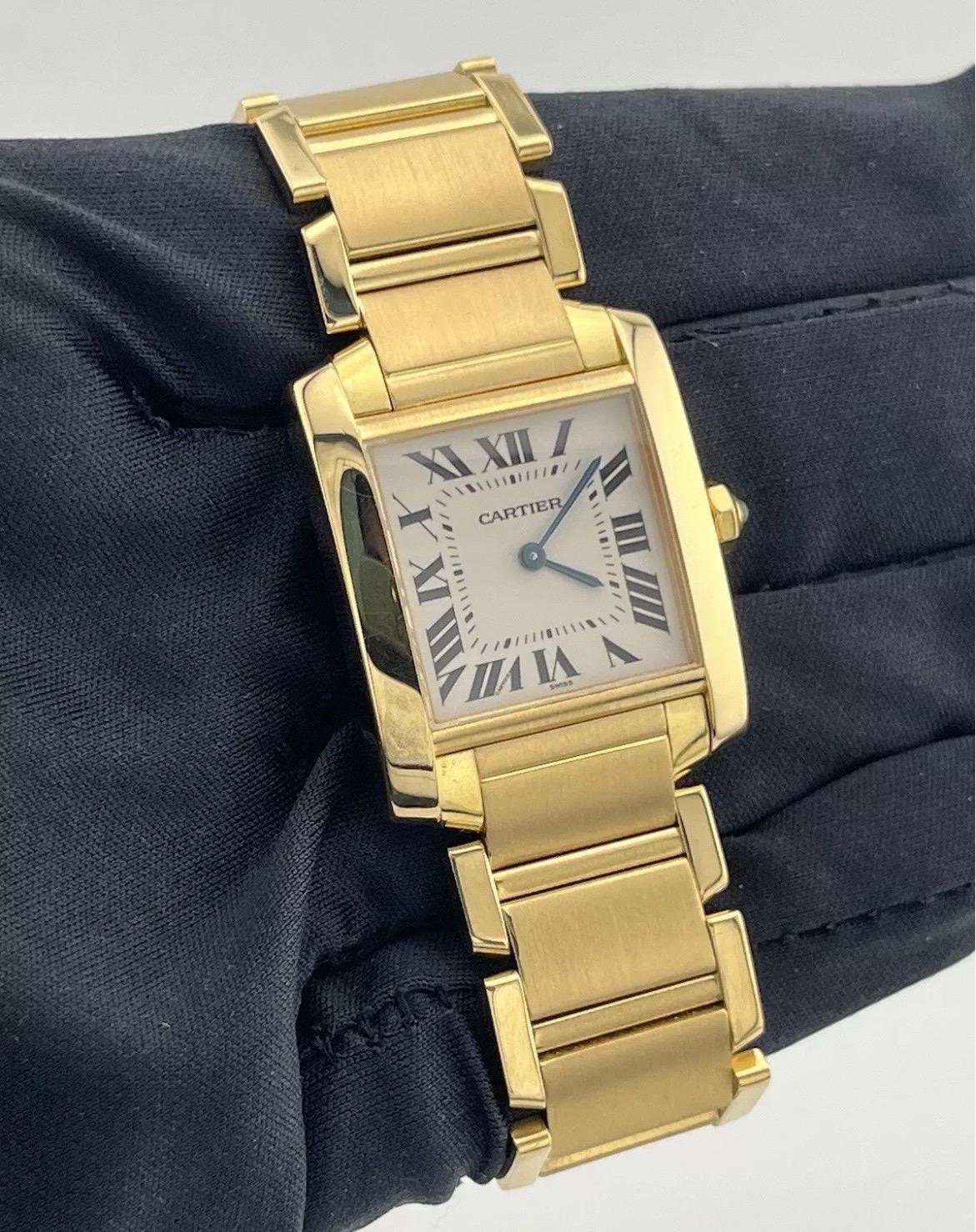 Cartier Montre Tank Française midsize en or jaune 18 carats avec quartz pour femmes W50003N2 1821 en vente 6