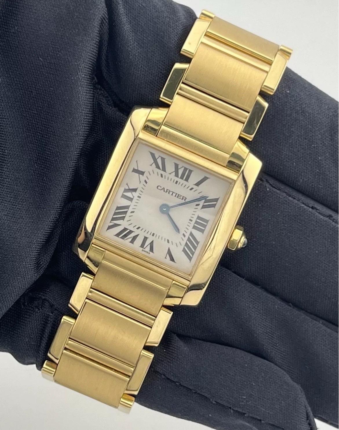 Cartier Montre Tank Française midsize en or jaune 18 carats avec quartz pour femmes W50003N2 1821 en vente 7