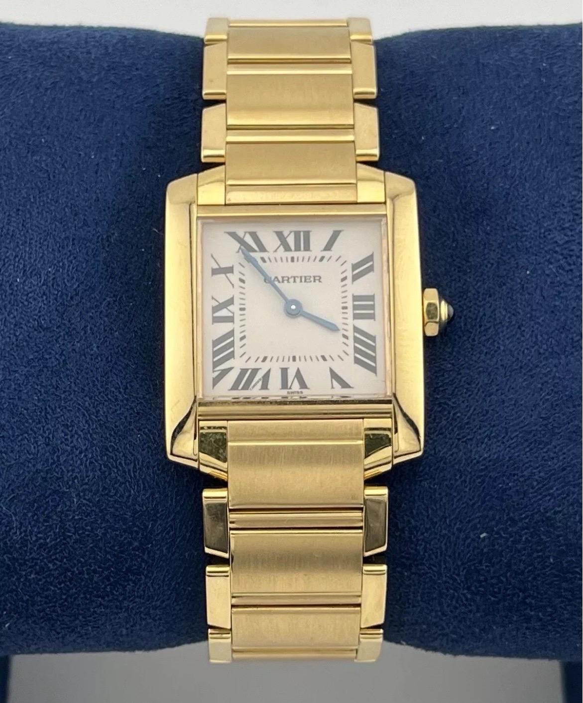 Cartier Montre Tank Française midsize en or jaune 18 carats avec quartz pour femmes W50003N2 1821 Pour femmes en vente