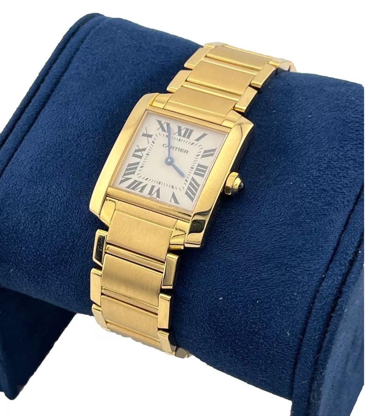 Cartier Montre Tank Française midsize en or jaune 18 carats avec quartz pour femmes W50003N2 1821 en vente 2