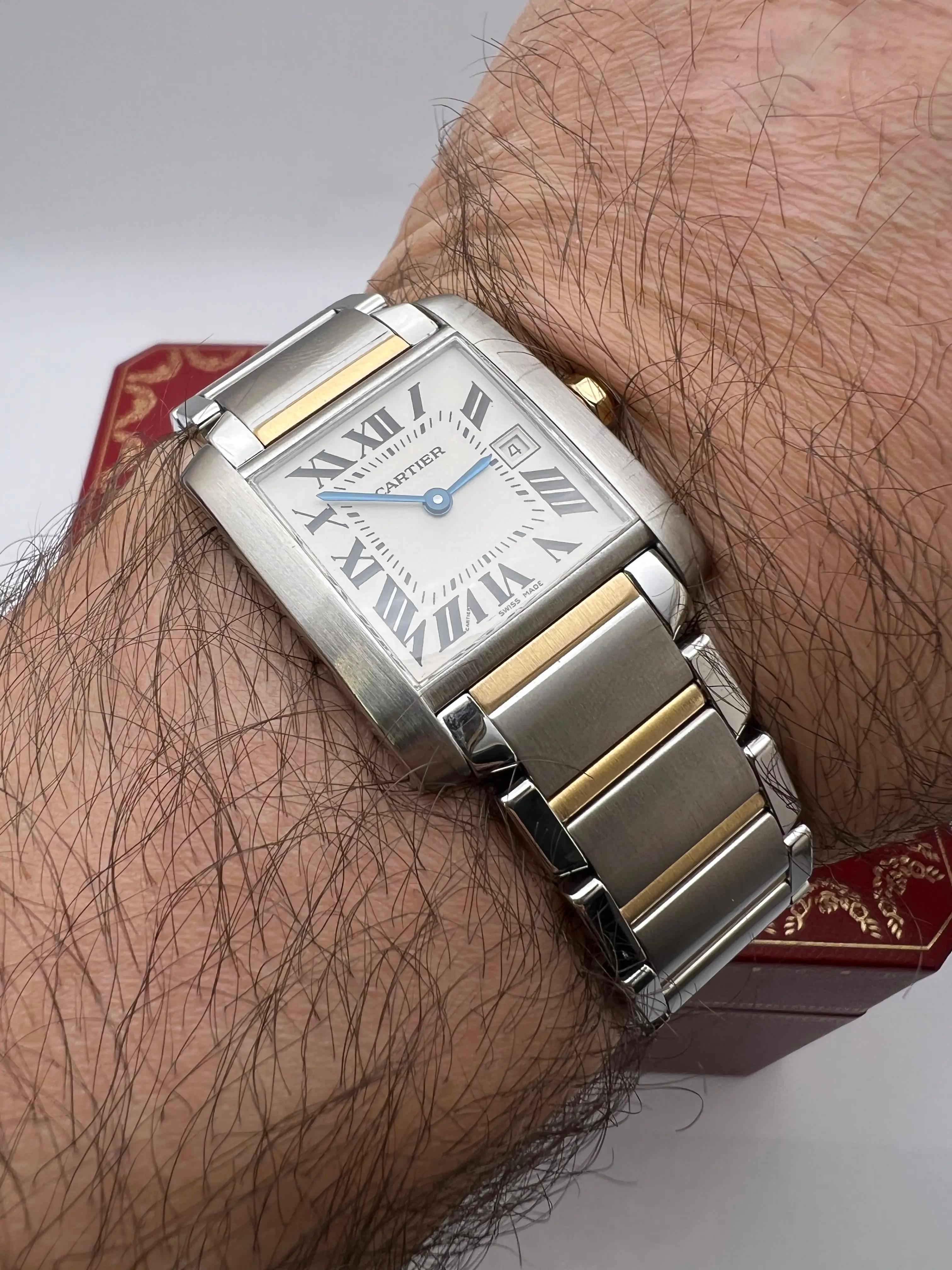 Cartier Tank Francaise Midsize 18K Yellow Gold Steel W51012Q4 Box Set For Sale 4