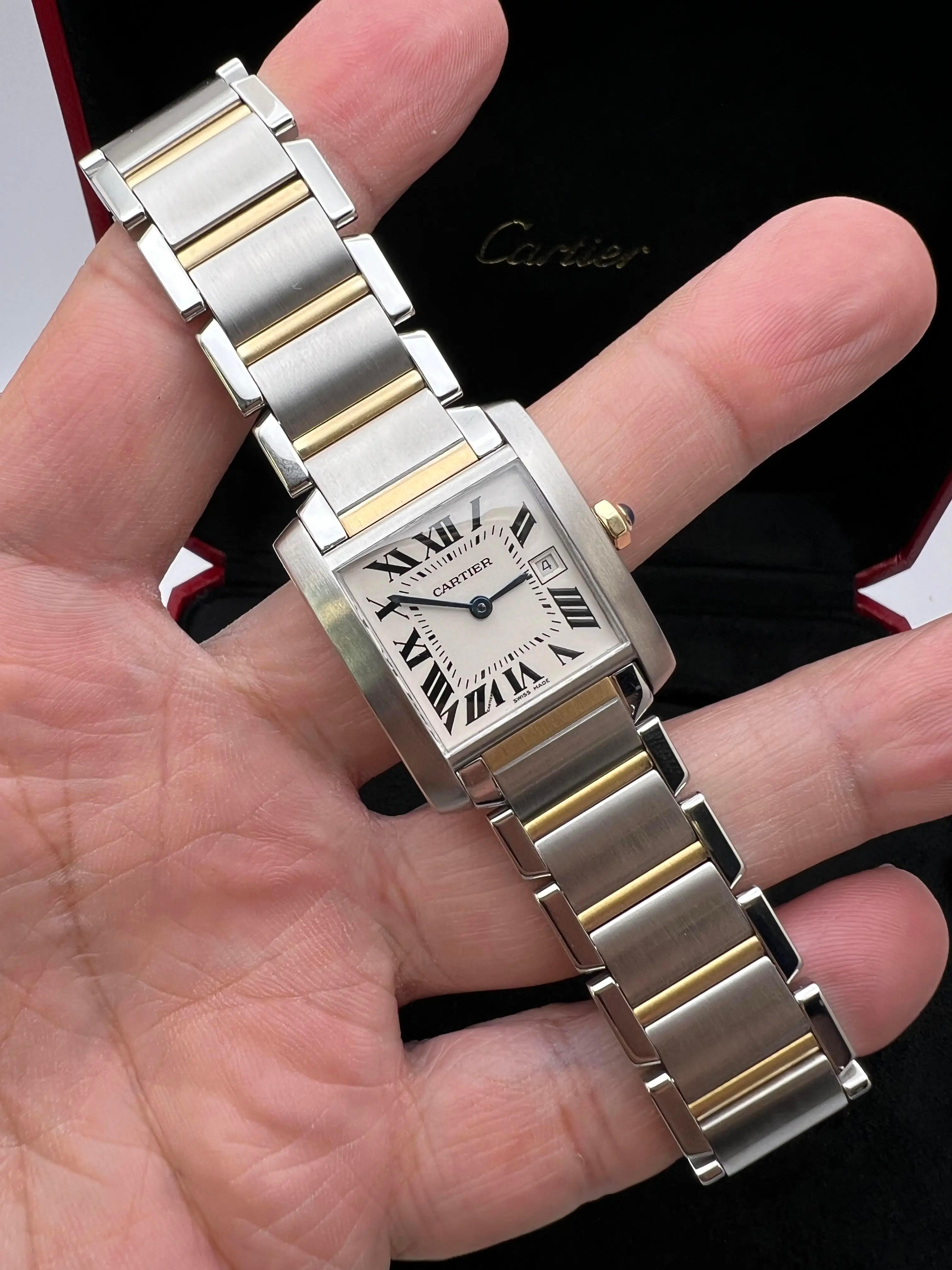 Cartier Tank Francaise Midsize 18K Yellow Gold Steel W51012Q4 Box Set For Sale 5