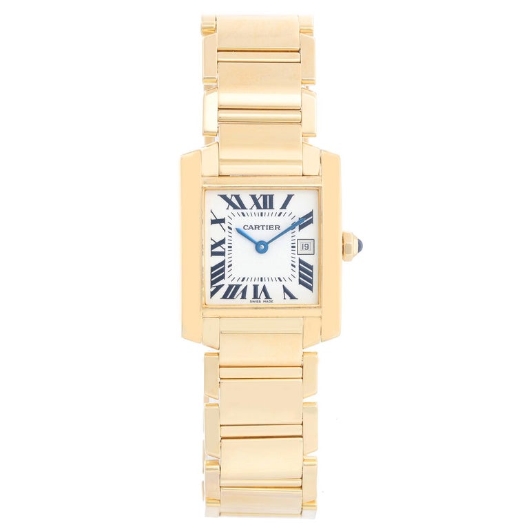 Cartier Tank Francaise Midsize 18k Yellow Gold Watch W50014N2 2466 For Sale  at 1stDibs