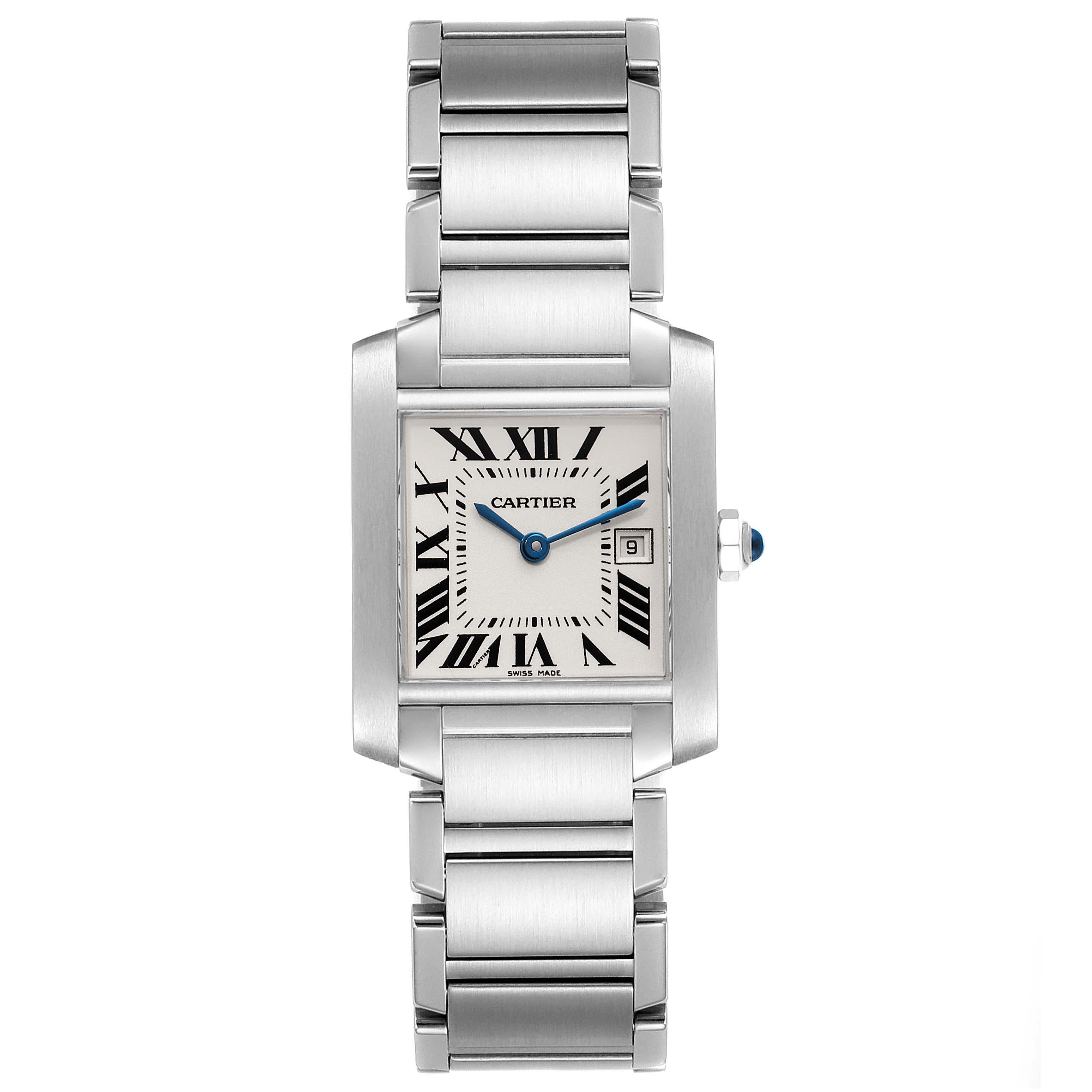 Cartier Tank Francaise Midsize Silver Dial Ladies Watch W51011Q3 In Excellent Condition For Sale In Atlanta, GA