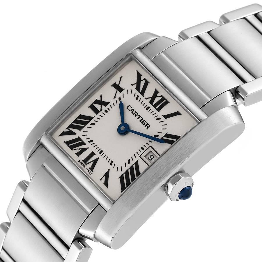 Cartier Tank Francaise Midsize 25mm Silver Dial Ladies Watch W51011Q3 In Excellent Condition In Atlanta, GA