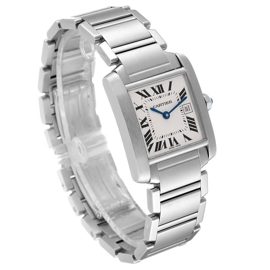 Cartier Tank Francaise Midsize Silver Dial Mens Watch W51011Q3 In Excellent Condition For Sale In Atlanta, GA