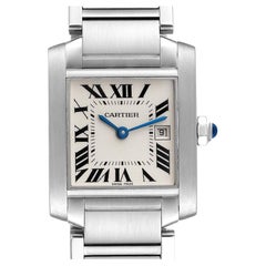 Cartier Tank Francaise Midsize Silver Dial Mens Watch W51011Q3