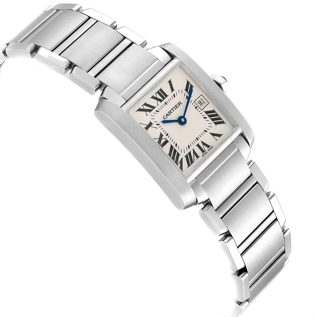 Cartier Tank Francaise Midsize Blue Hands Ladies Watch W51011Q3 Papers In Excellent Condition In Atlanta, GA