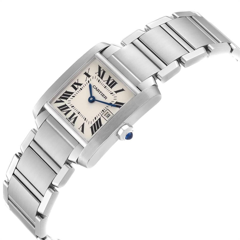 Women's Cartier Tank Francaise Midsize Blue Hands Ladies Watch W51011Q3 Papers