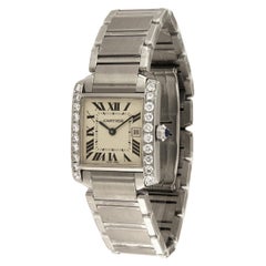 Cartier Montre Tank Francaise de taille moyenne sur mesure avec lunette en diamant 2465