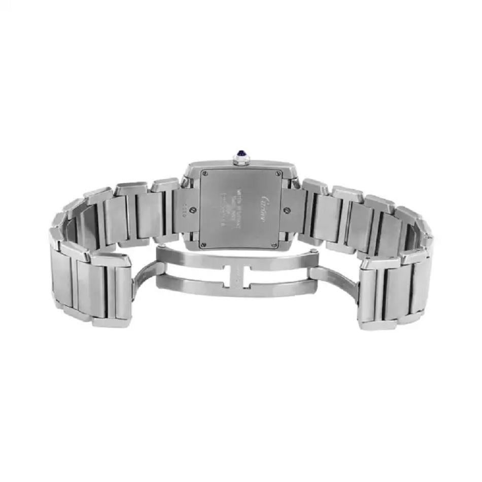 Round Cut Cartier Tank Francaise Midsize Custom Diamond Bezel 1.1 Carat Watch 2301