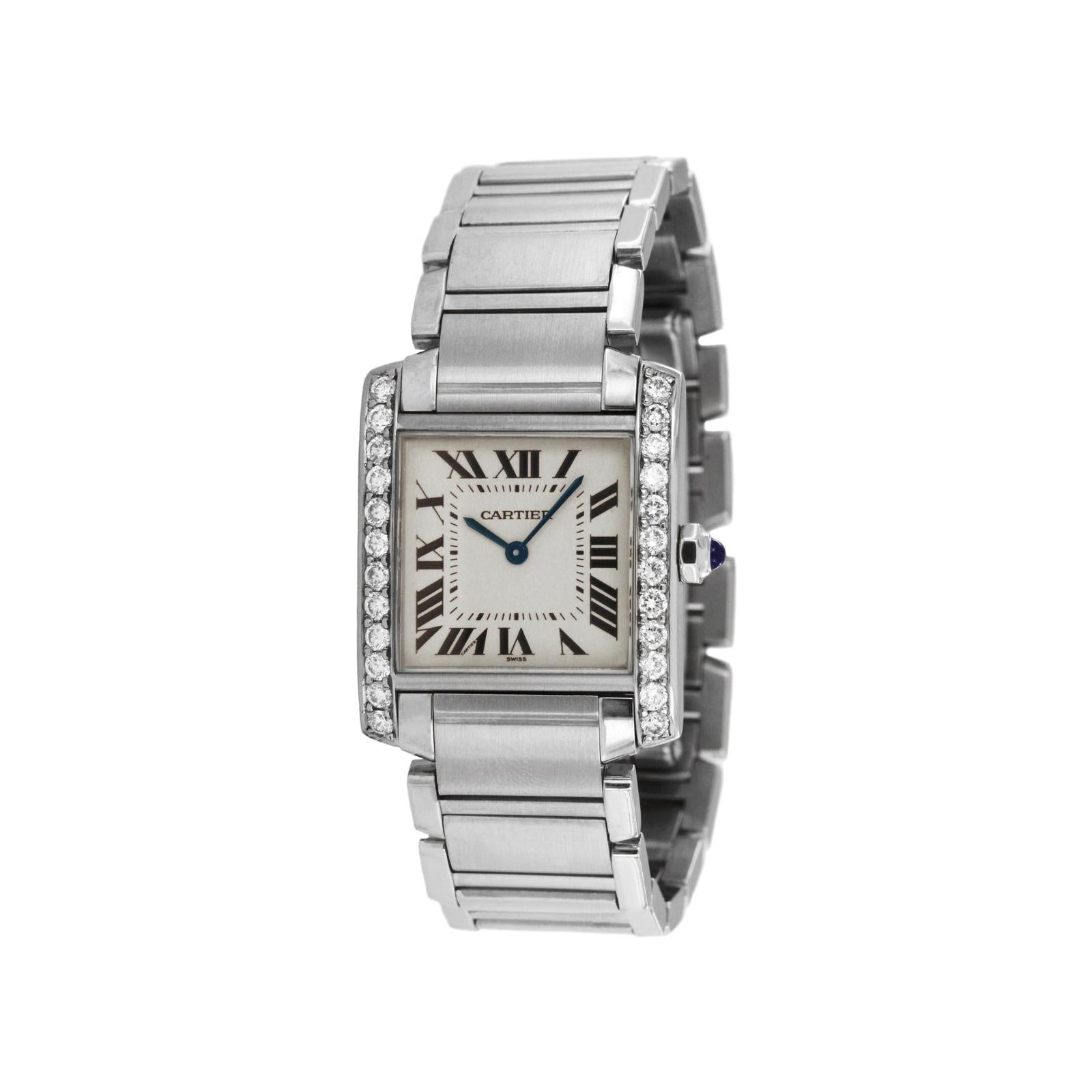 Cartier Tank Francaise Midsize Custom Diamond Bezel 1.1 Carat Watch 2301 at  1stDibs | cartier 2301 cc 708 177, cartier cc 708 177 price, cartier watch  2301 cc 708 177 price