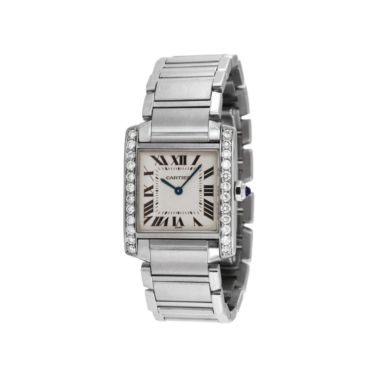 Cartier Tank Francaise Midsize Custom Diamond Bezel 1.1 Carat Watch 2301