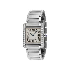 Cartier Montre Tank Francaise de taille moyenne avec lunette en diamants et diamants de 1,1 carat 2301