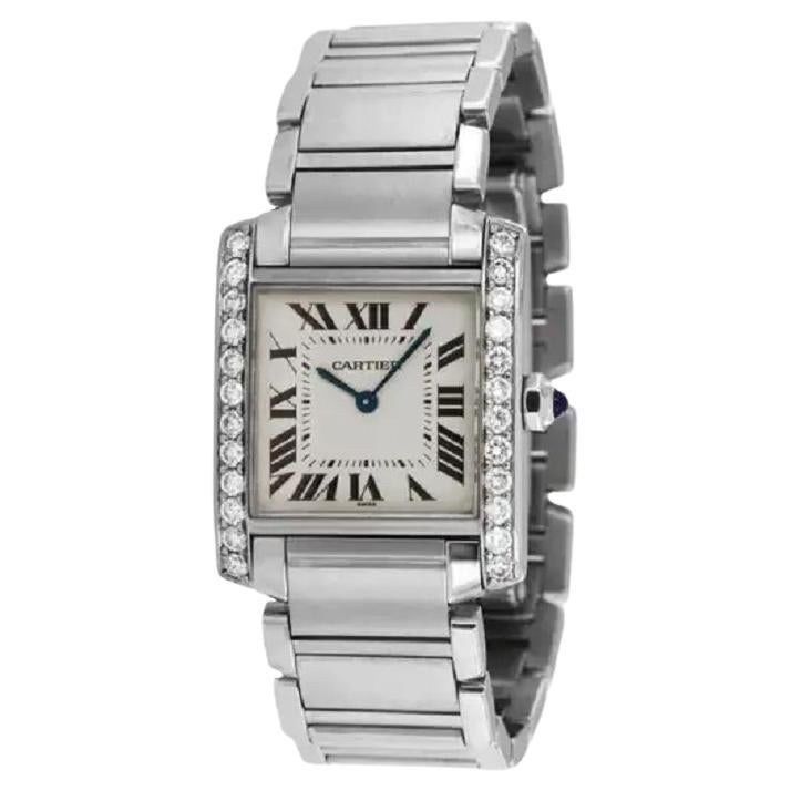 Cartier Tank Francaise Midsize Custom Diamond Bezel 1.1 Carat Watch 2301 For Sale