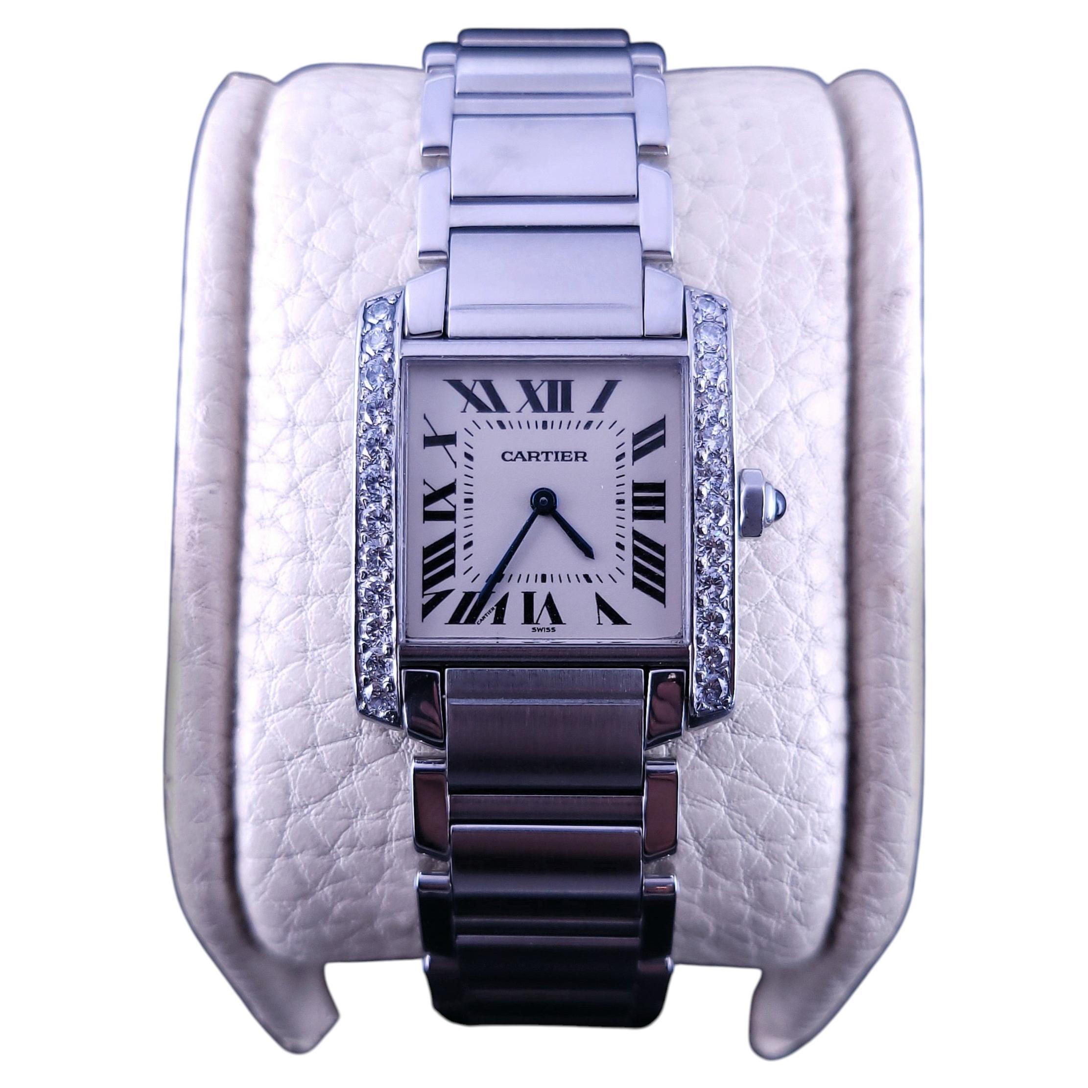 Cartier Tank Francaise Midsize Custom Diamond Bezel 1.1 Carat Watch 2301