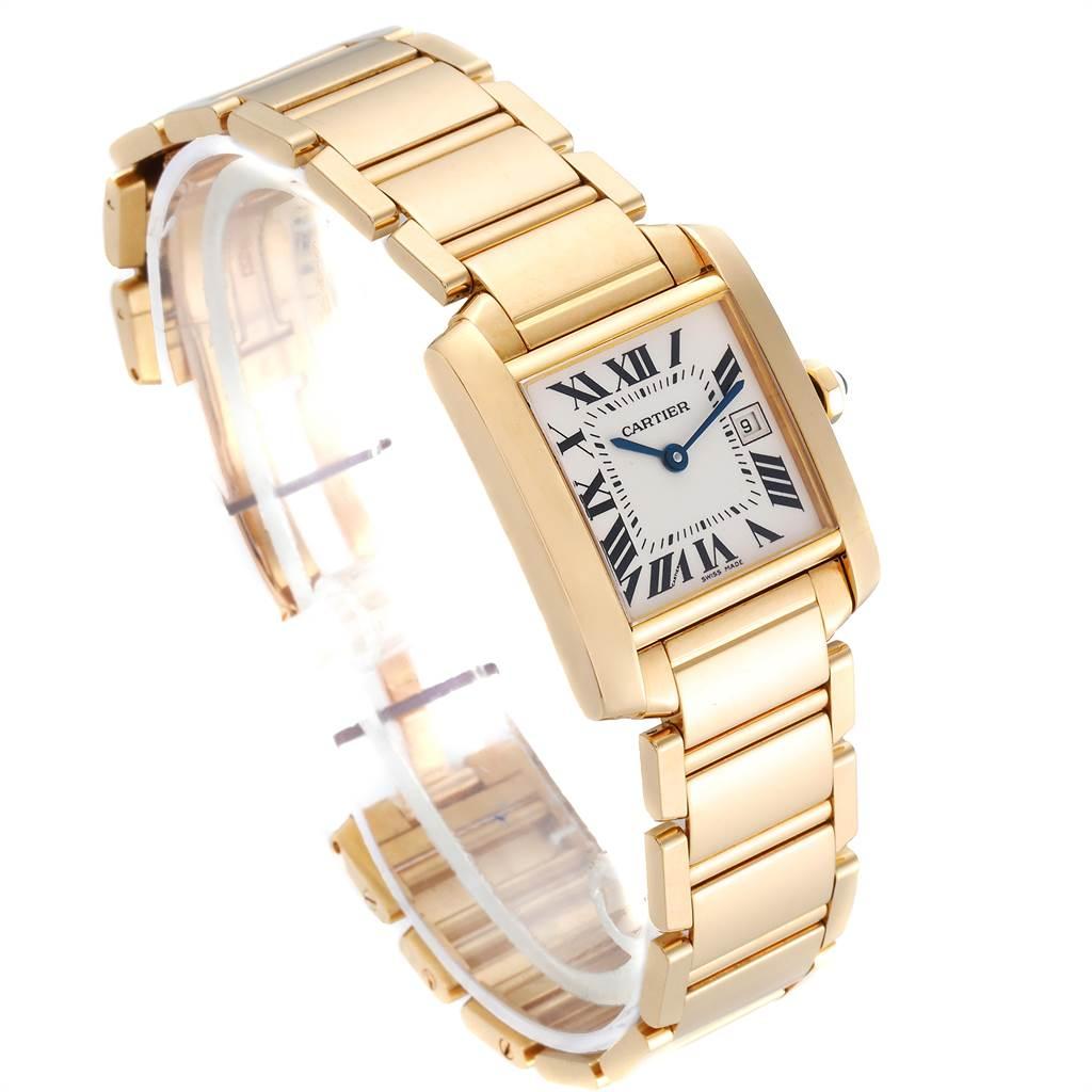 Cartier Tank Francaise Midsize Date Yellow Gold Ladies Watch W50014N2 In Excellent Condition In Atlanta, GA