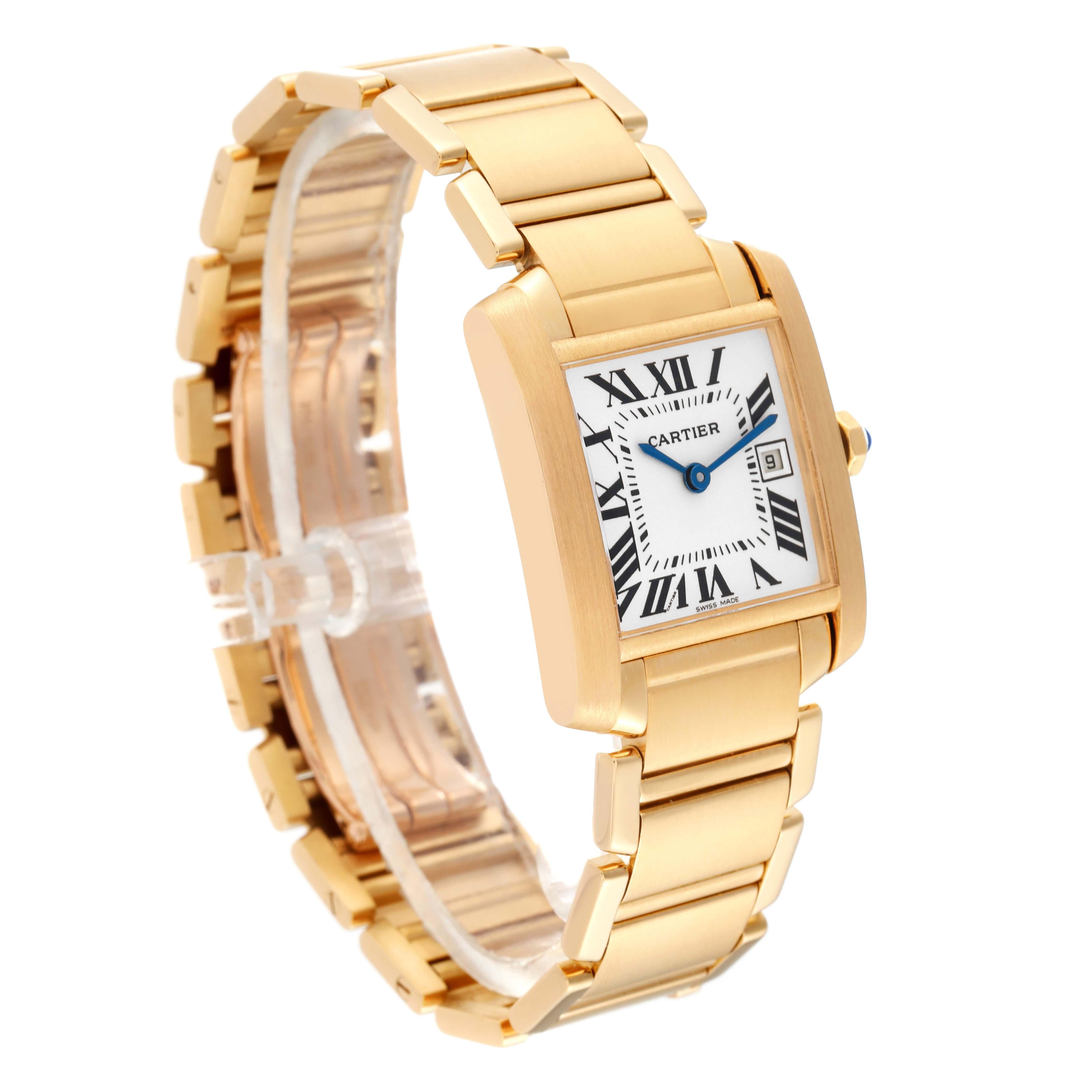 Women's Cartier Tank Francaise Midsize Date Yellow Gold Ladies Watch W50014N2 For Sale