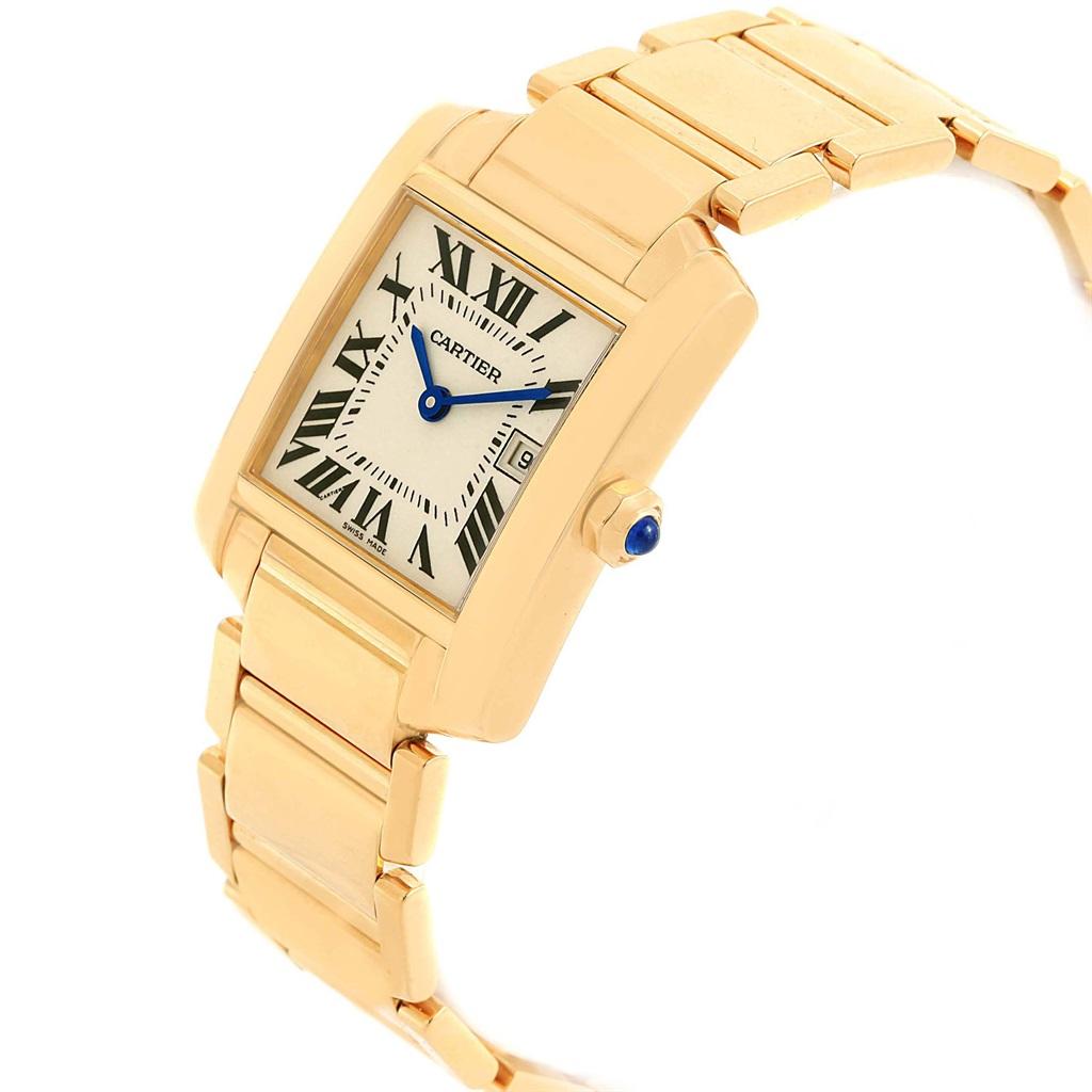 Cartier Tank Francaise Midsize Date Yellow Gold Ladies Watch W50014N2 For Sale 1