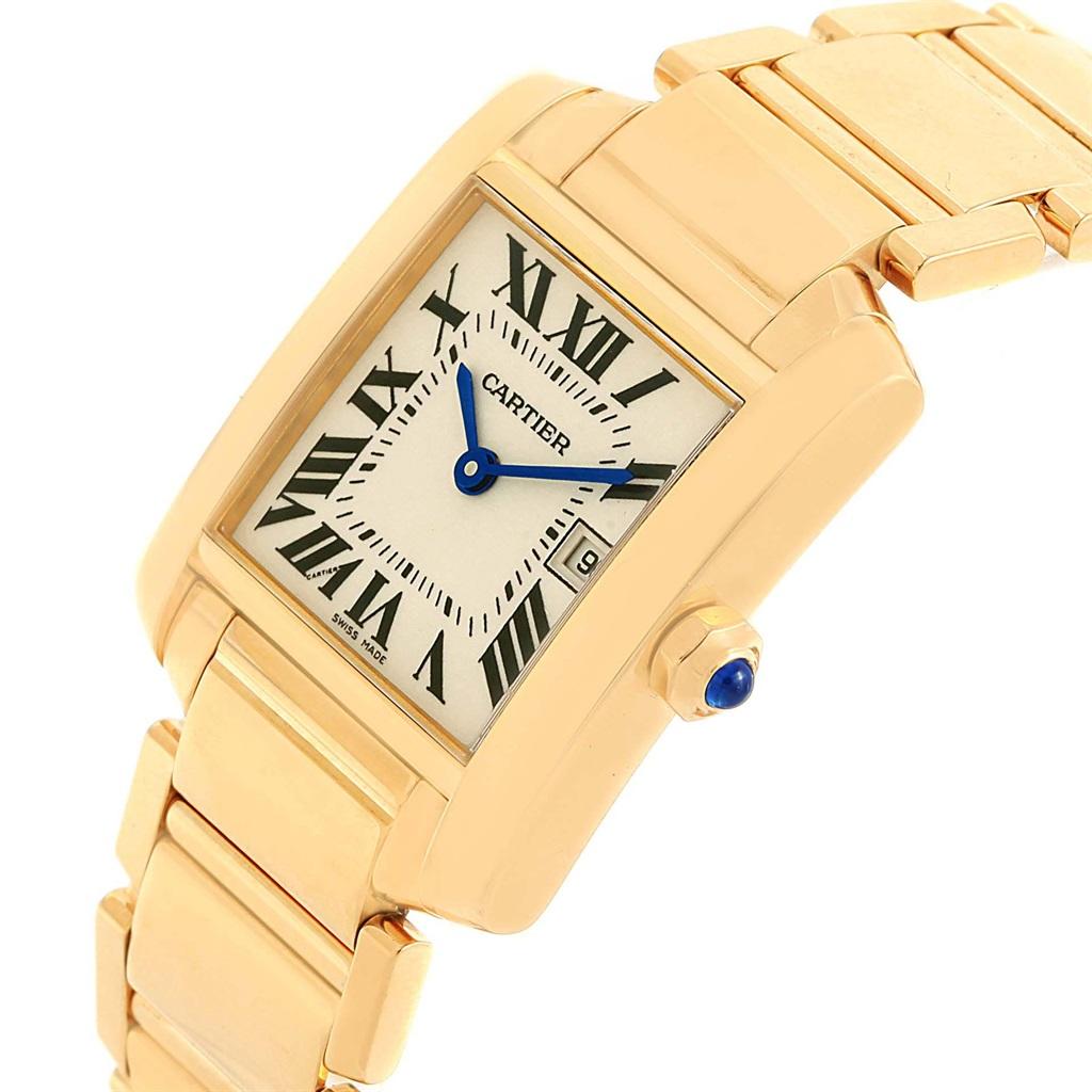 Cartier Tank Francaise Midsize Date Yellow Gold Ladies Watch W50014N2 For Sale 2