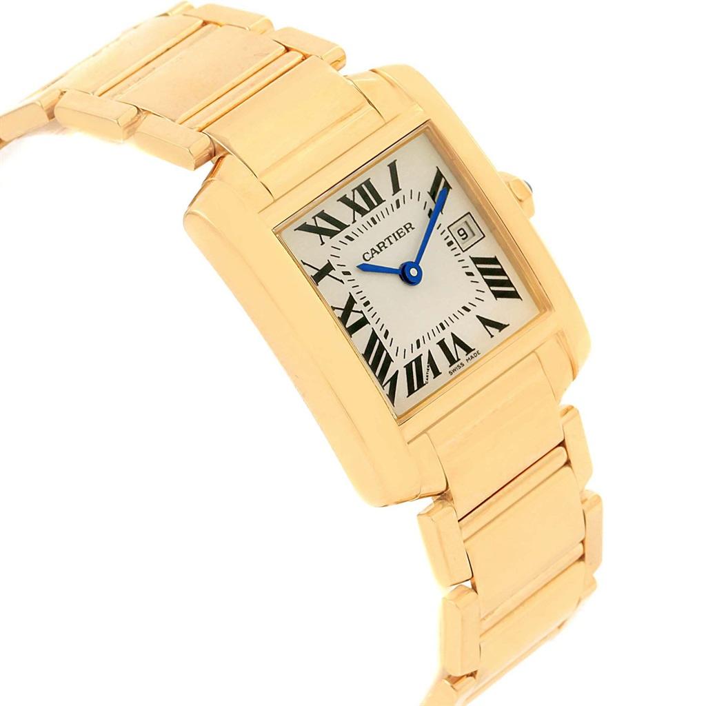 Cartier Tank Francaise Midsize Date Yellow Gold Ladies Watch W50014N2 For Sale 4
