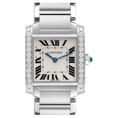 Cartier Tank Francaise Midsize Diamond Steel Ladies Watch W4TA0009 Card