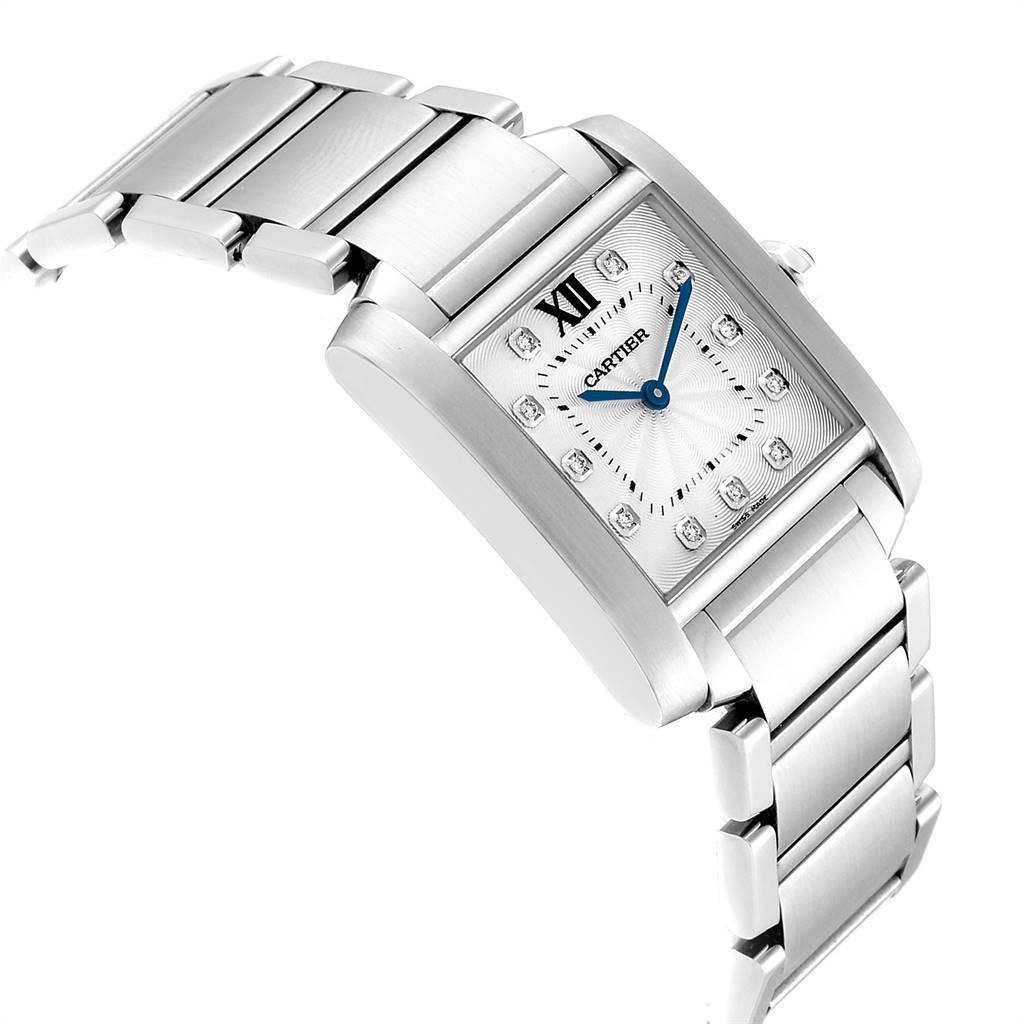 Cartier Tank Francaise Midsize Diamond Steel Ladies Watch WE110007 In Excellent Condition For Sale In Atlanta, GA