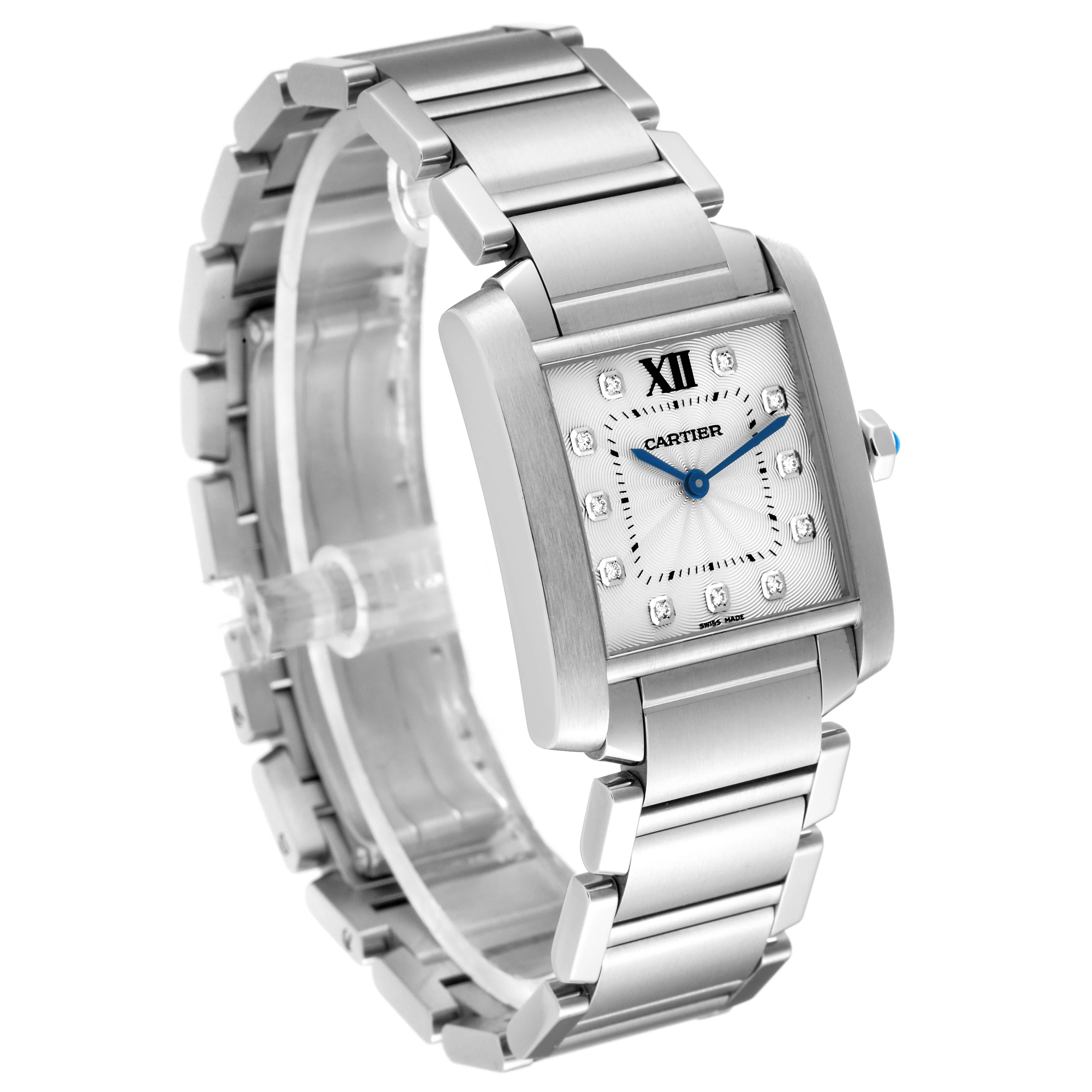 Cartier Tank Francaise Midsize Diamond Steel Ladies Watch WE110007 In Excellent Condition For Sale In Atlanta, GA