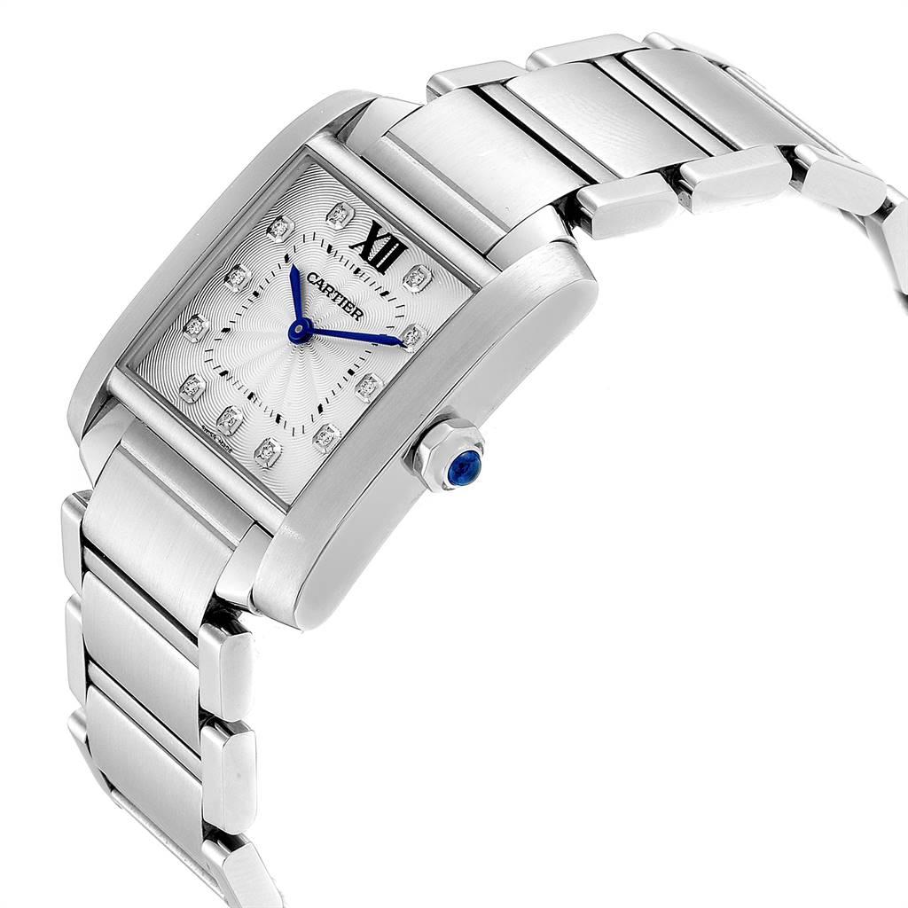 Women's Cartier Tank Francaise Midsize Diamond Steel Ladies Watch WE110007 For Sale