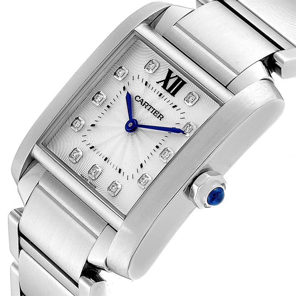 Cartier Tank Francaise Midsize Diamond Steel Ladies Watch WE110007 For Sale 1