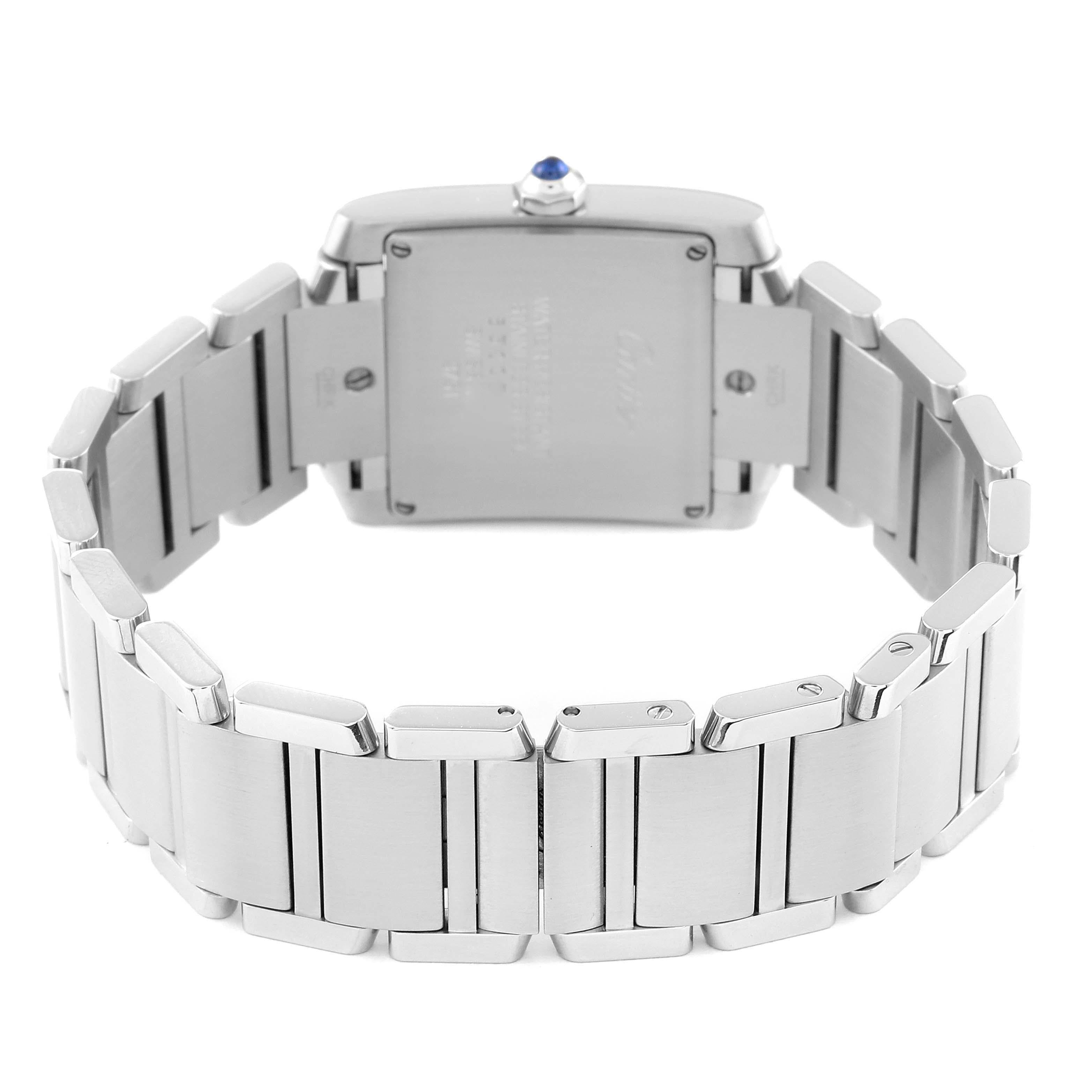 Cartier Tank Francaise Midsize Diamond Steel Ladies Watch WE110007 For Sale 3