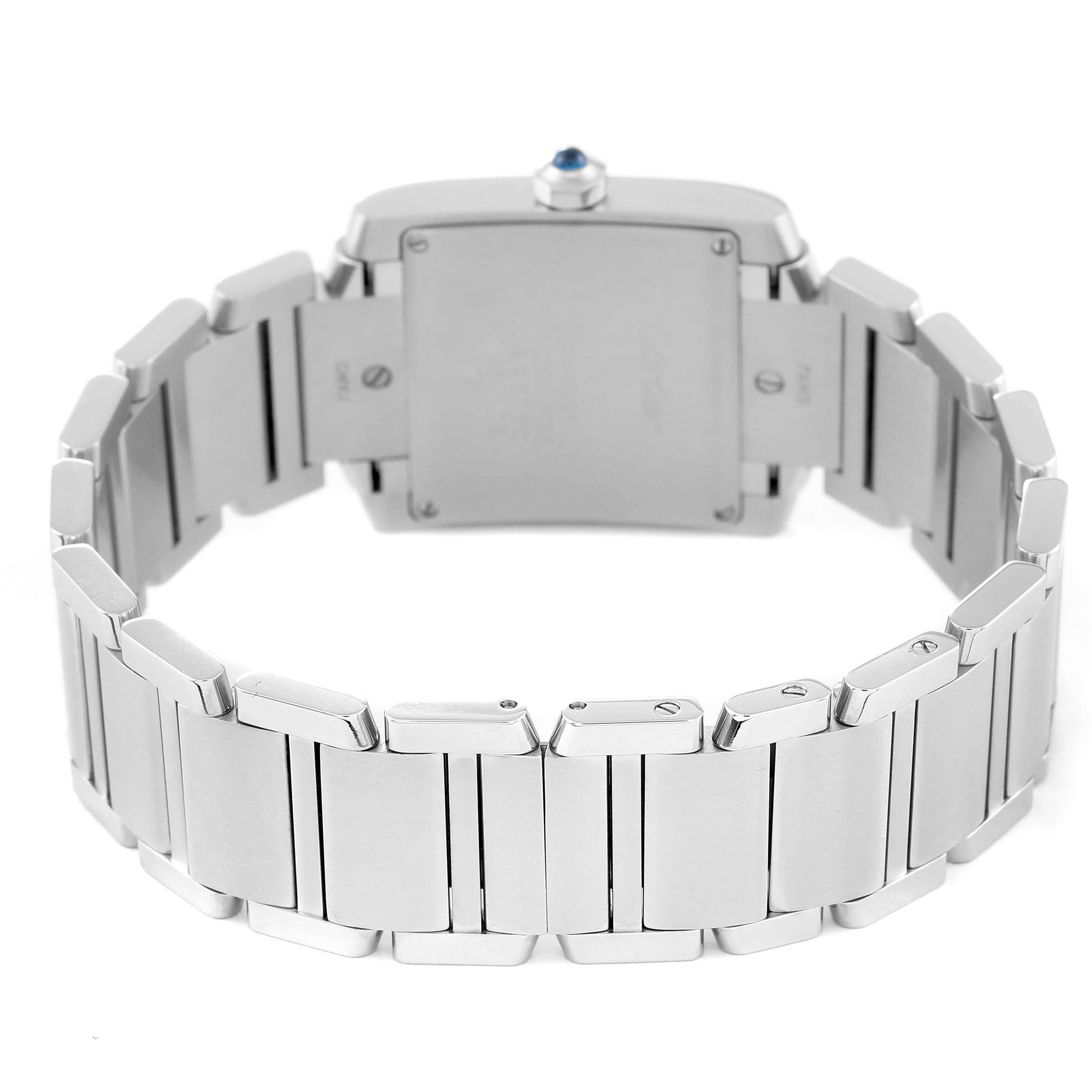 Cartier Tank Francaise Midsize Diamond Steel Ladies Watch WE110007 For Sale 3
