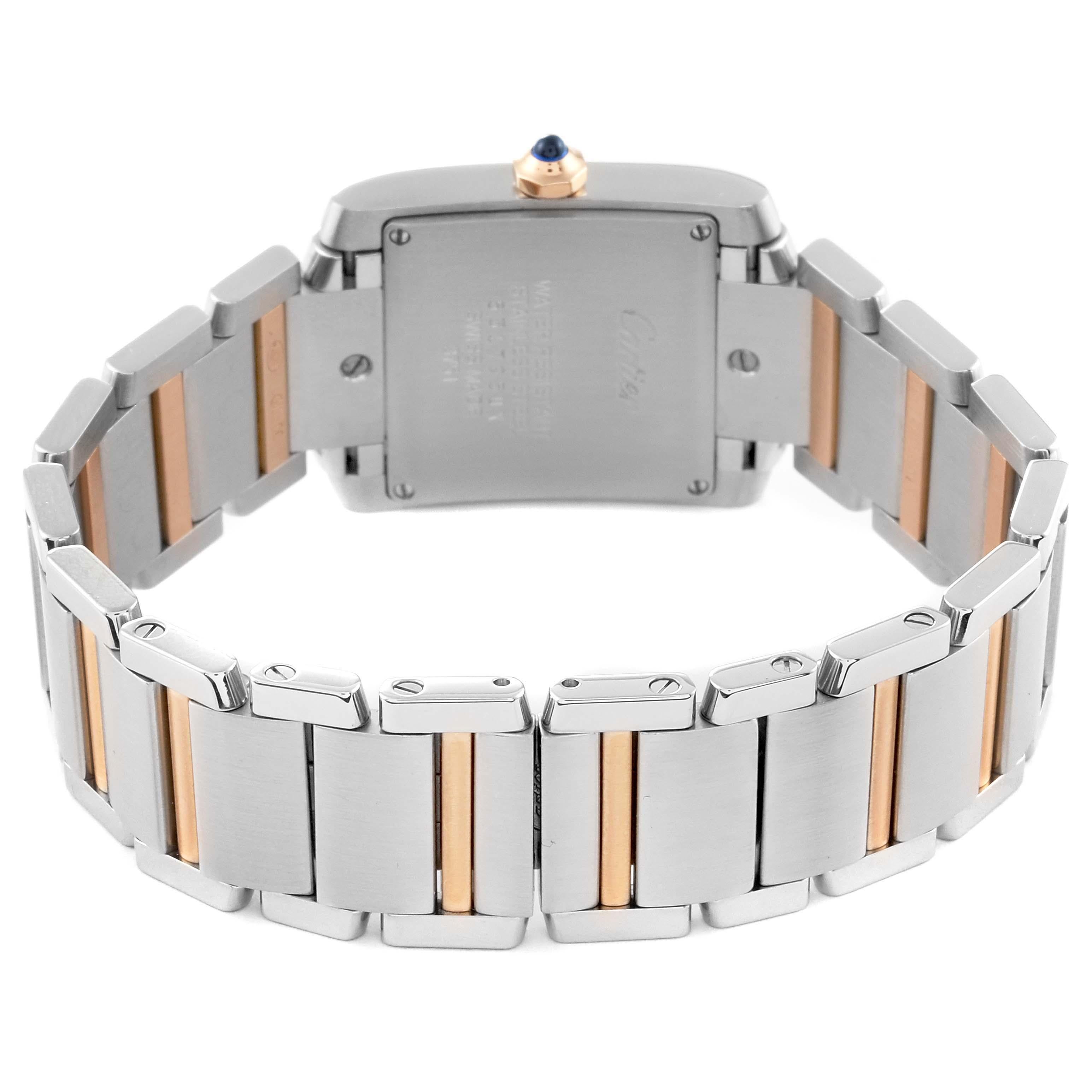 Cartier Tank Francaise Midsize Diamond Steel Rose Gold Ladies Watch WE110005 For Sale 4