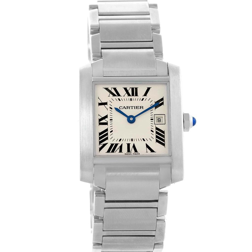 Cartier Tank Francaise Midsize Silver Dial Ladies Watch W51011Q3 In Excellent Condition In Atlanta, GA