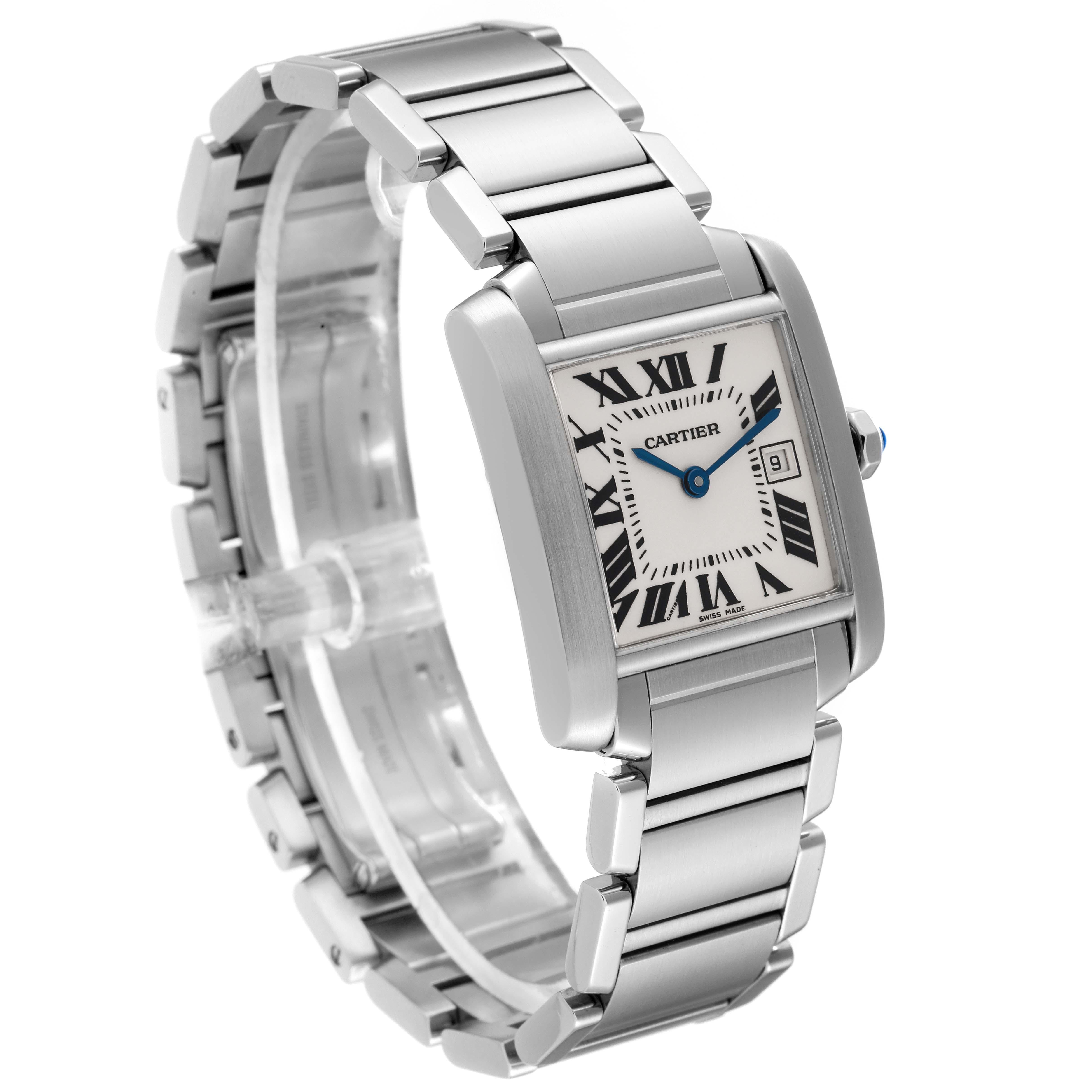 Cartier Tank Francaise Midsize Silver Dial Steel Ladies Watch W51003Q3 In Excellent Condition In Atlanta, GA