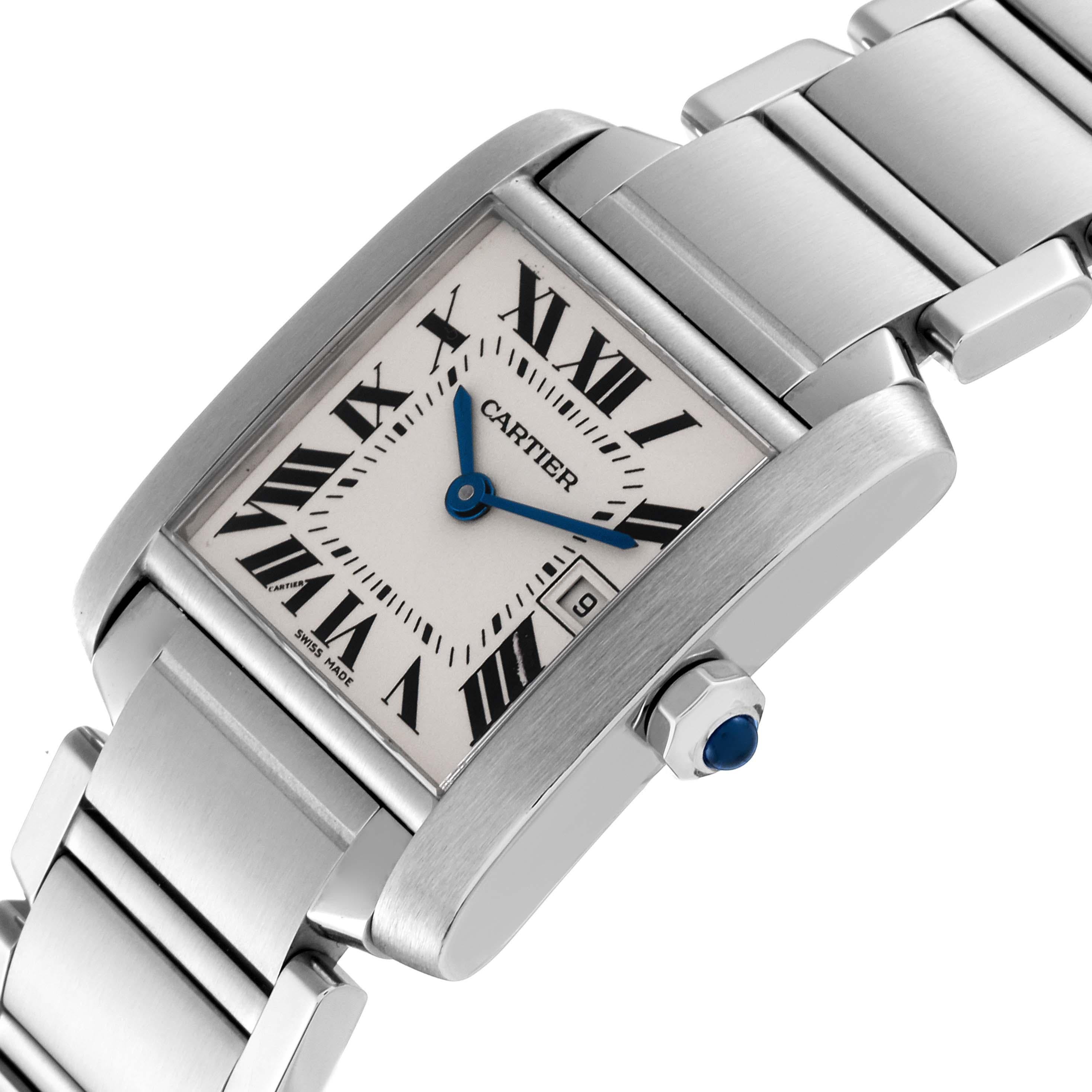 Women's Cartier Tank Francaise Midsize Silver Dial Steel Ladies Watch W51003Q3 For Sale