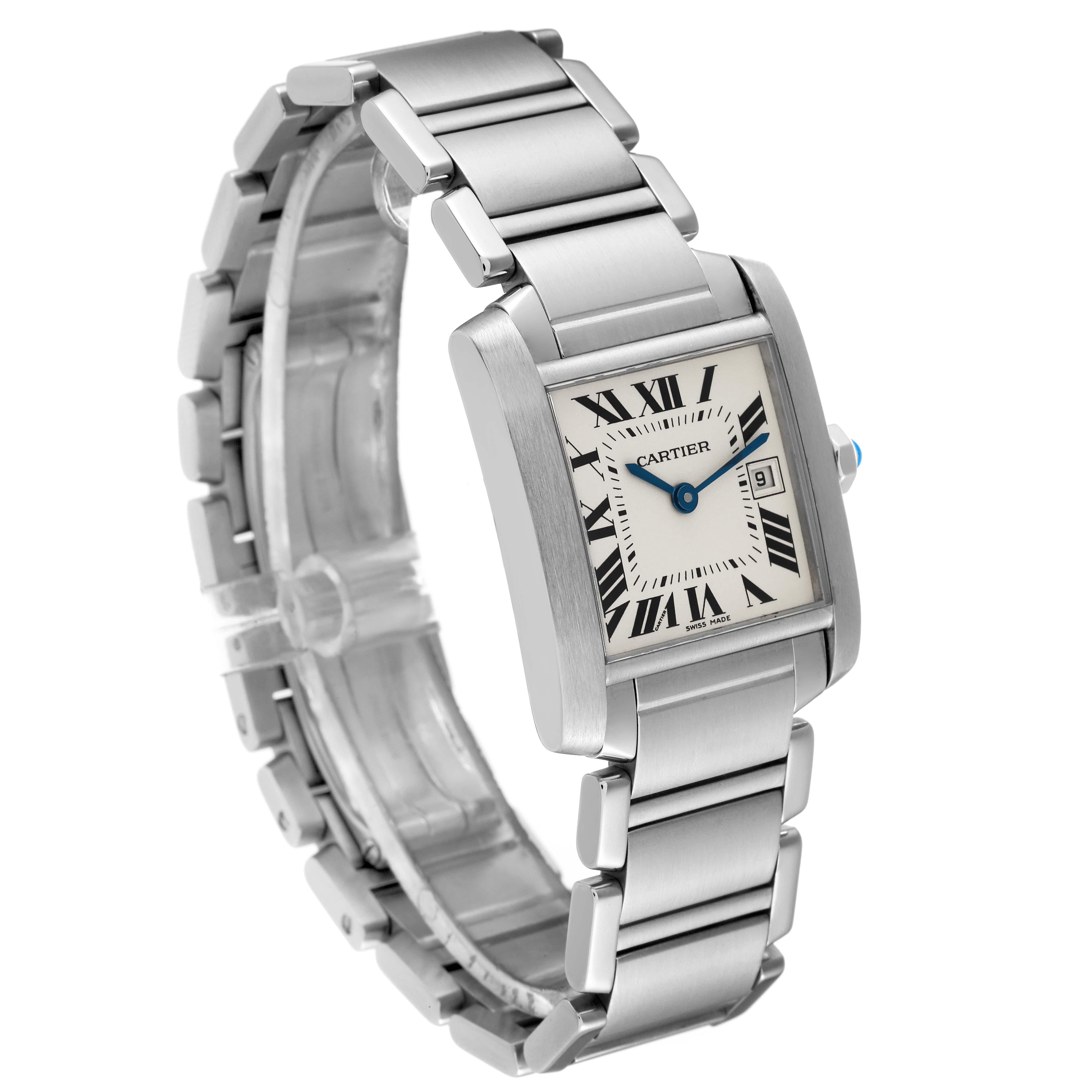 Cartier Tank Francaise Midsize Silver Dial Steel Ladies Watch W51011Q3 In Excellent Condition In Atlanta, GA