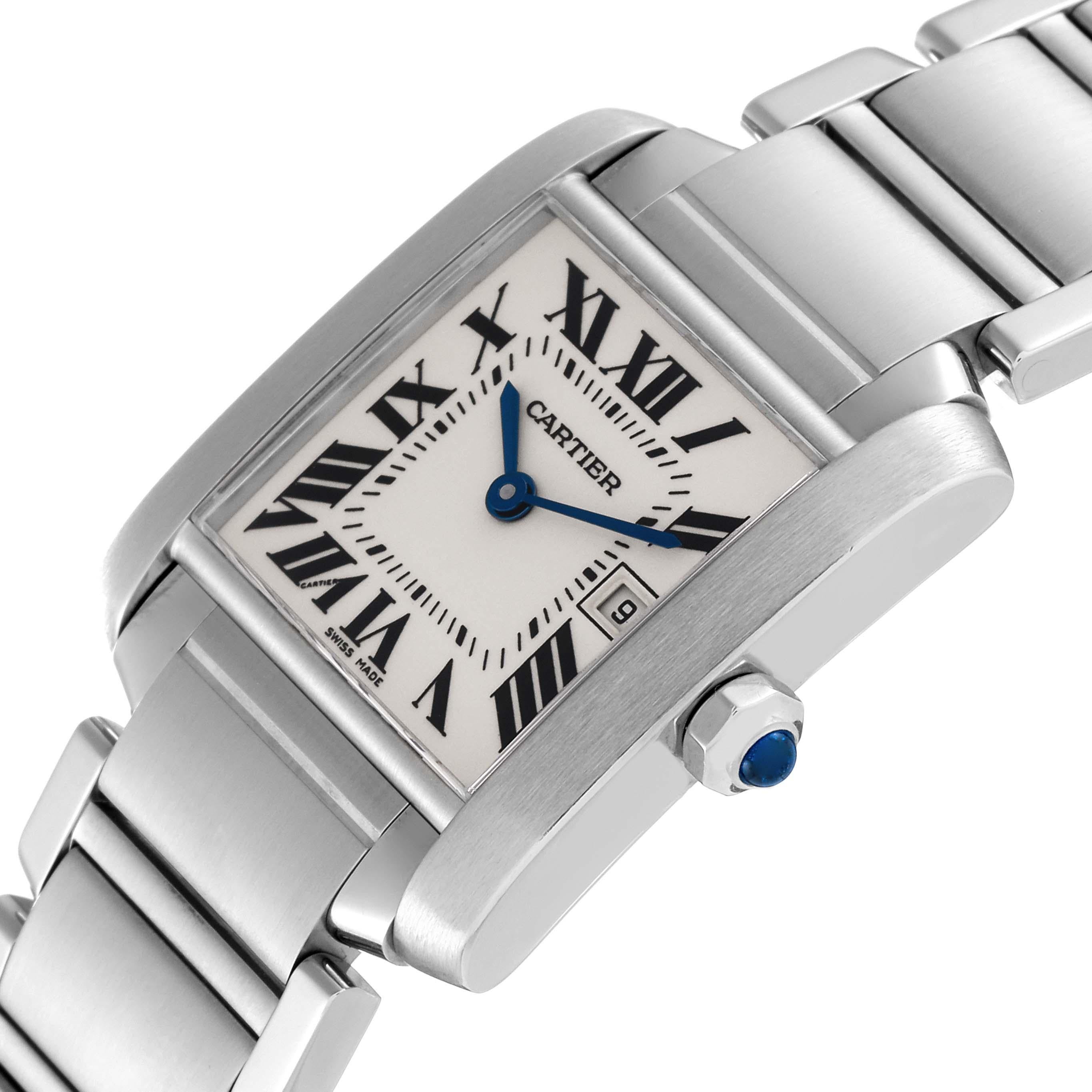 Cartier Tank Francaise Midsize Silver Dial Steel Ladies Watch W51011Q3 In Excellent Condition In Atlanta, GA