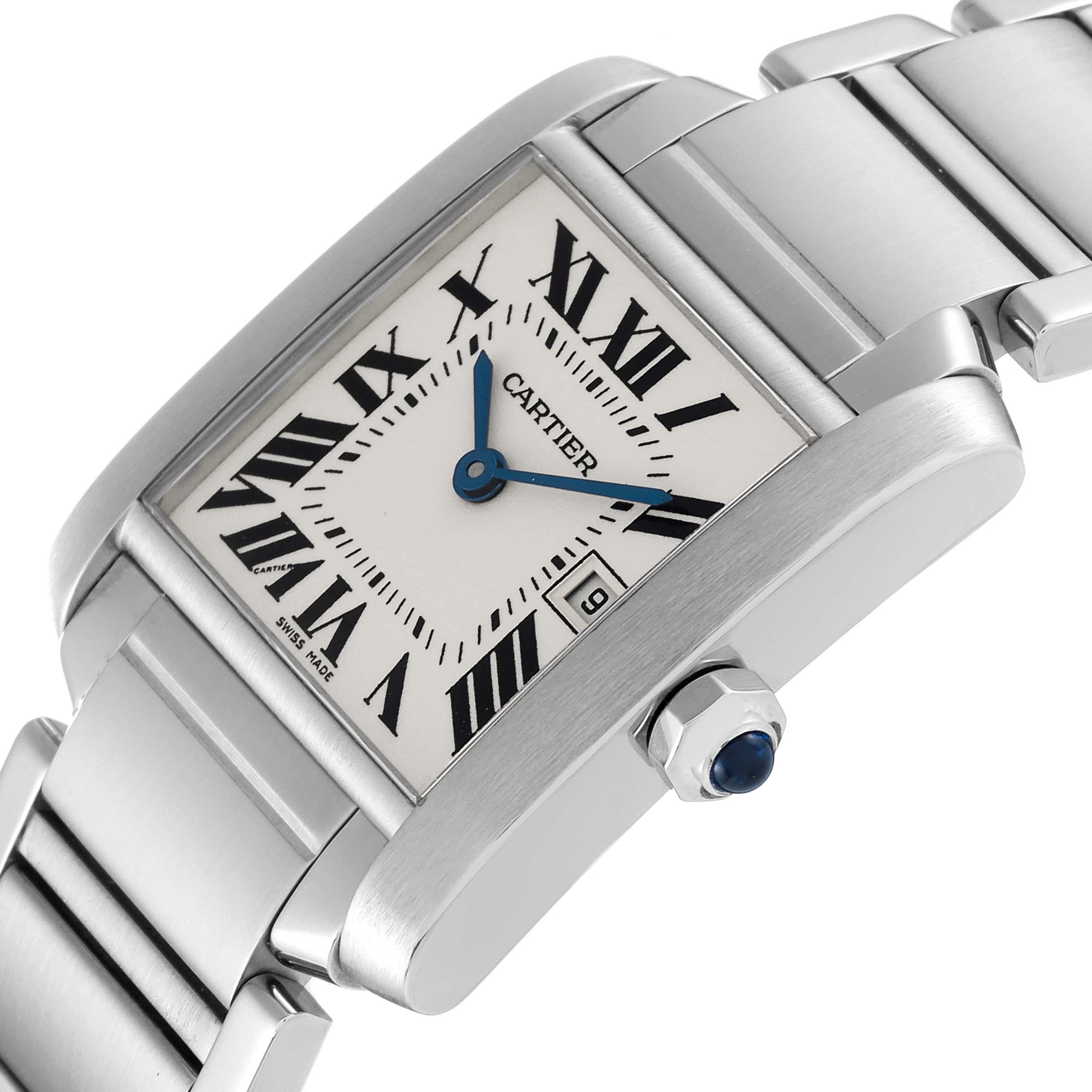 Cartier Tank Francaise Midsize Silver Dial Steel Ladies Watch W51011Q3 For Sale 1