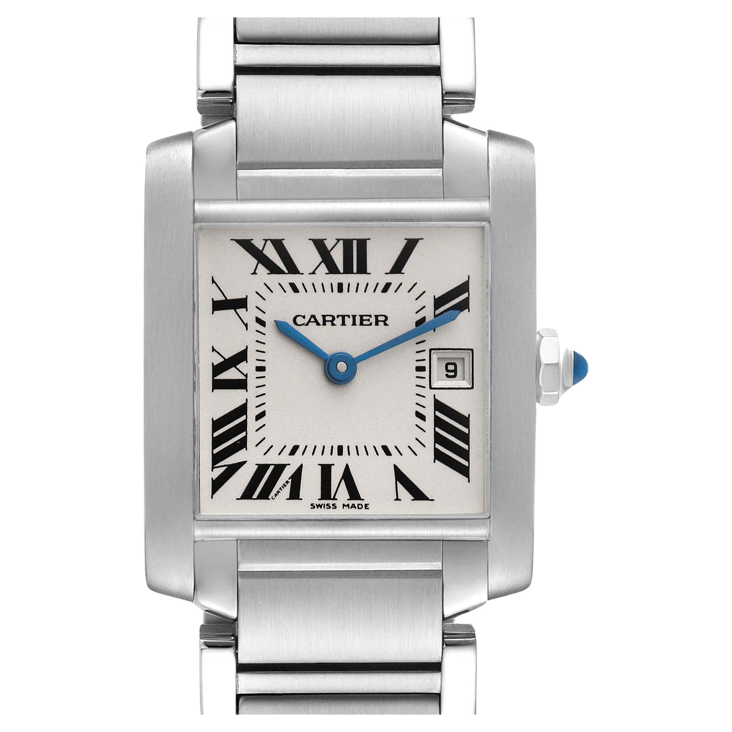 Cartier Tank Francaise Midsize Silver Dial Steel Ladies Watch W51011Q3