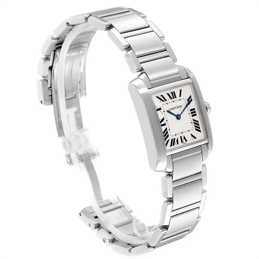 Cartier Tank Francaise Midsize Silver Dial Steel Ladies Watch WSTA0005 In Excellent Condition In Atlanta, GA