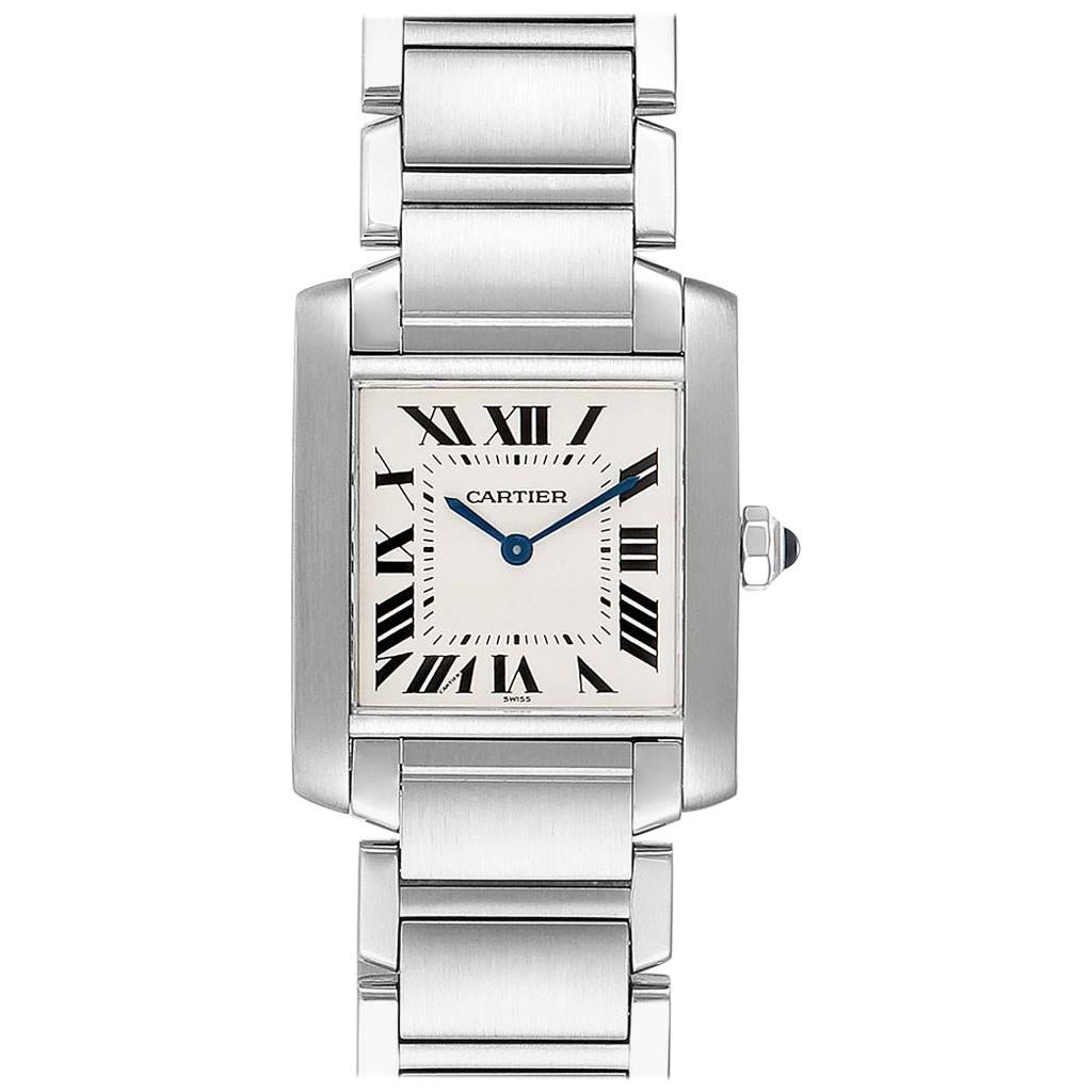 Cartier Tank Francaise Midsize Silver Dial Steel Ladies Watch WSTA0005