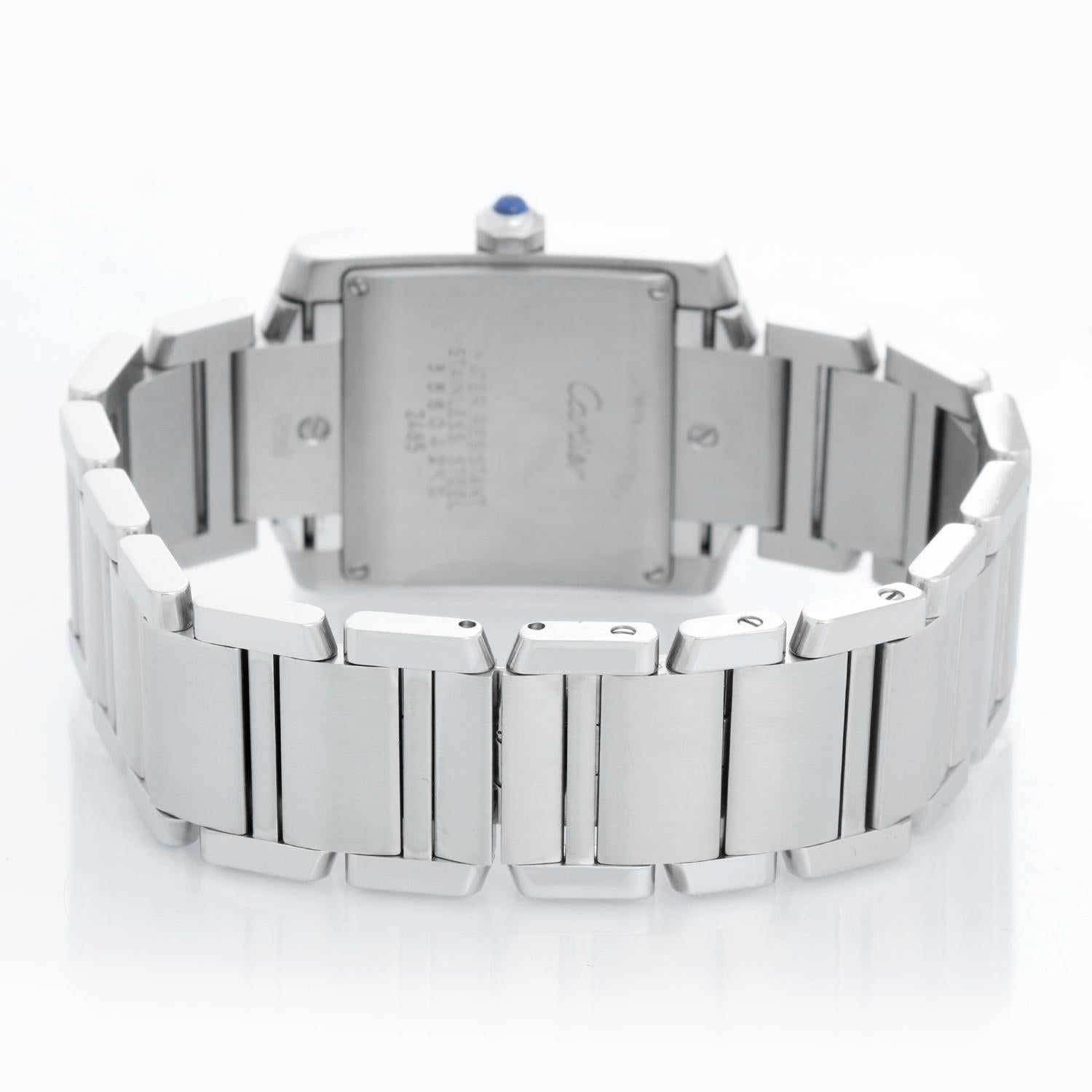Cartier Tank Francaise Midsize Stainless Steel Watch W51011Q3 2465 In Excellent Condition In Dallas, TX