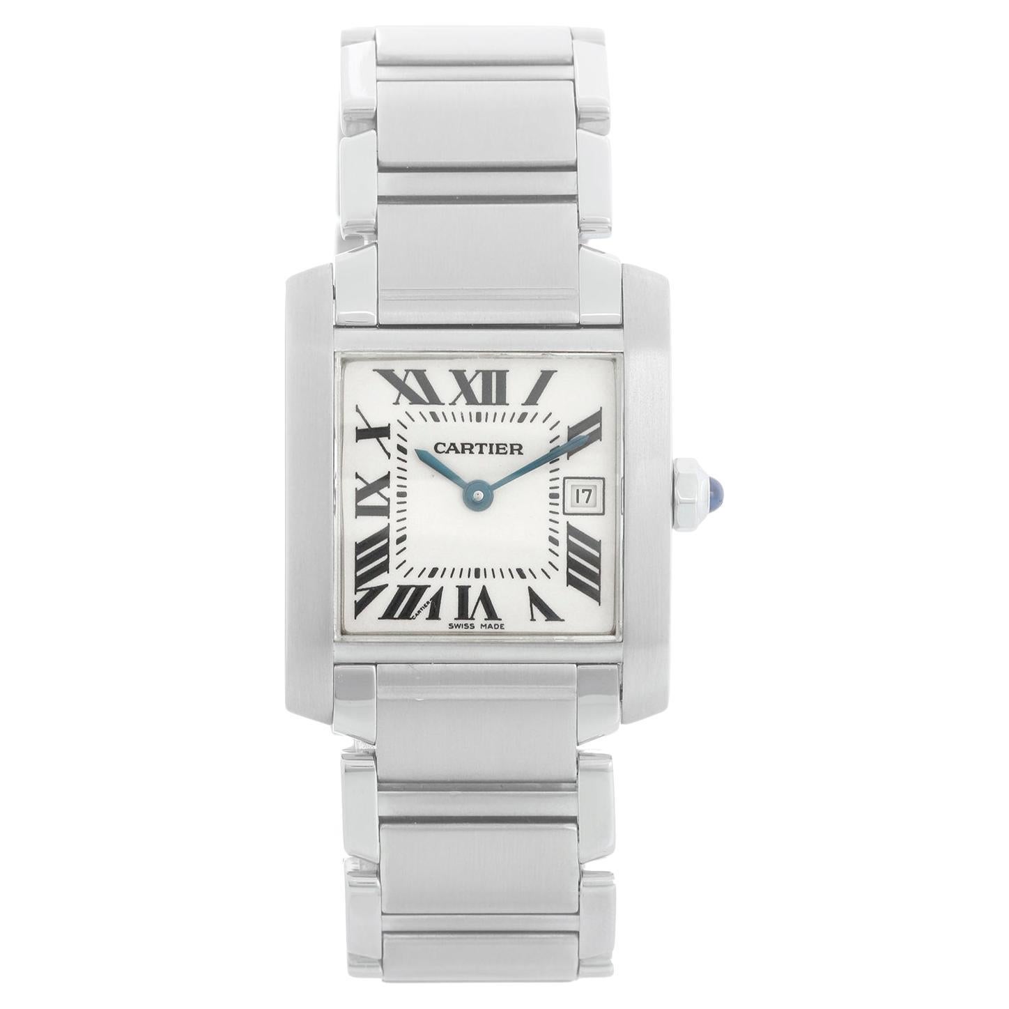 Cartier Tank Francaise Mittelgroße Edelstahluhr W51011Q3 2465 im Angebot