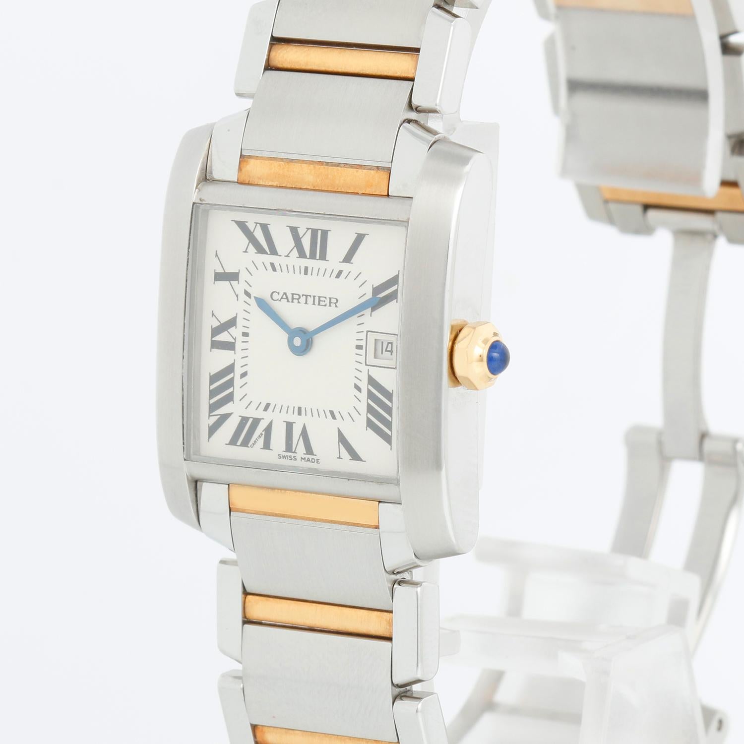 Cartier Tank Francaise Midsize Stainless Steel & Yellow Gold  Watch 2465 W51012Q In Excellent Condition In Dallas, TX