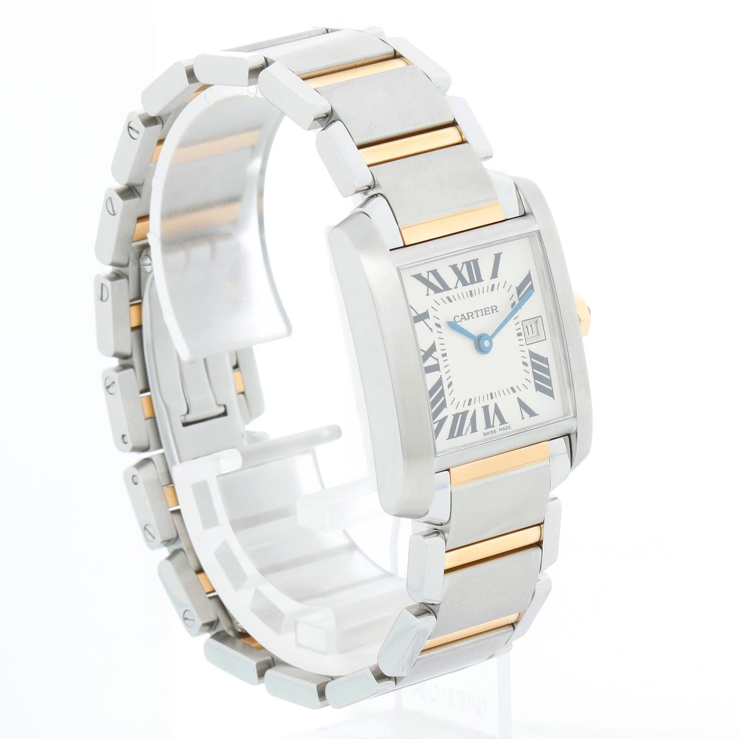 Cartier Tank Francaise Midsize Stainless Steel & Yellow Gold  Watch 2465 W51012Q In Excellent Condition In Dallas, TX